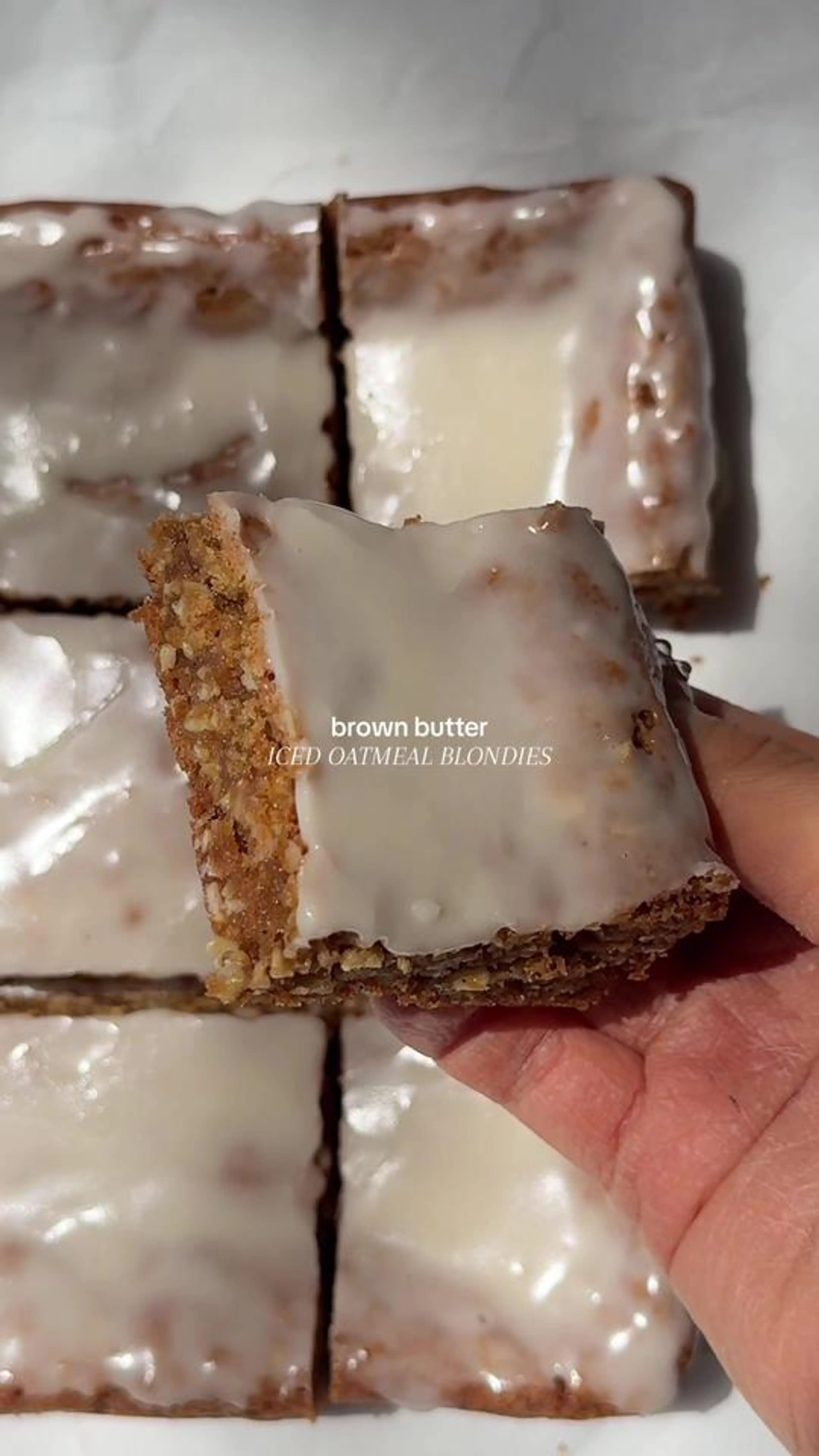 Brown Butter Iced Oatmeal Blondie Bars