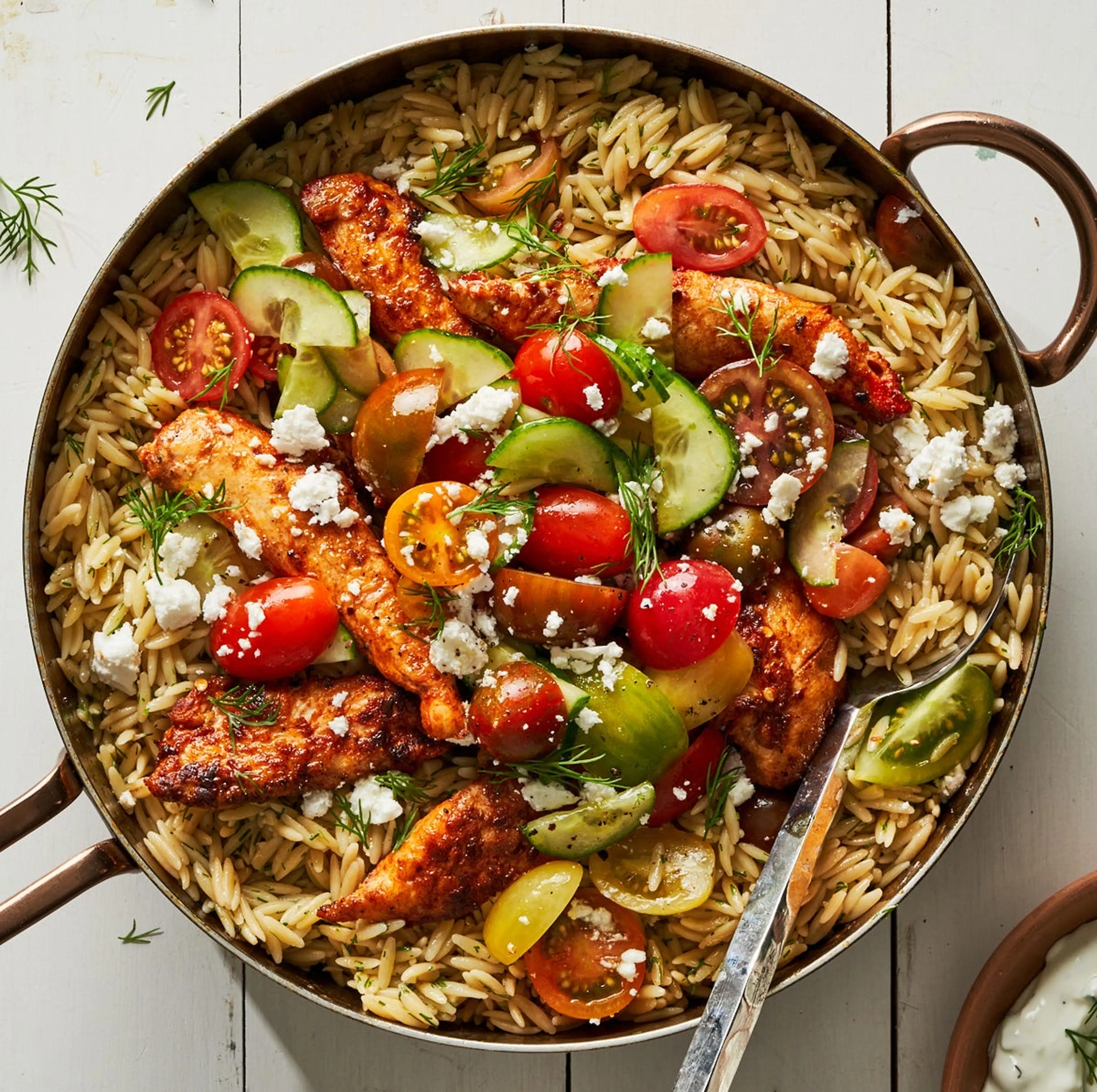 One-Pot Shawarma Chicken and Orzo Skillet