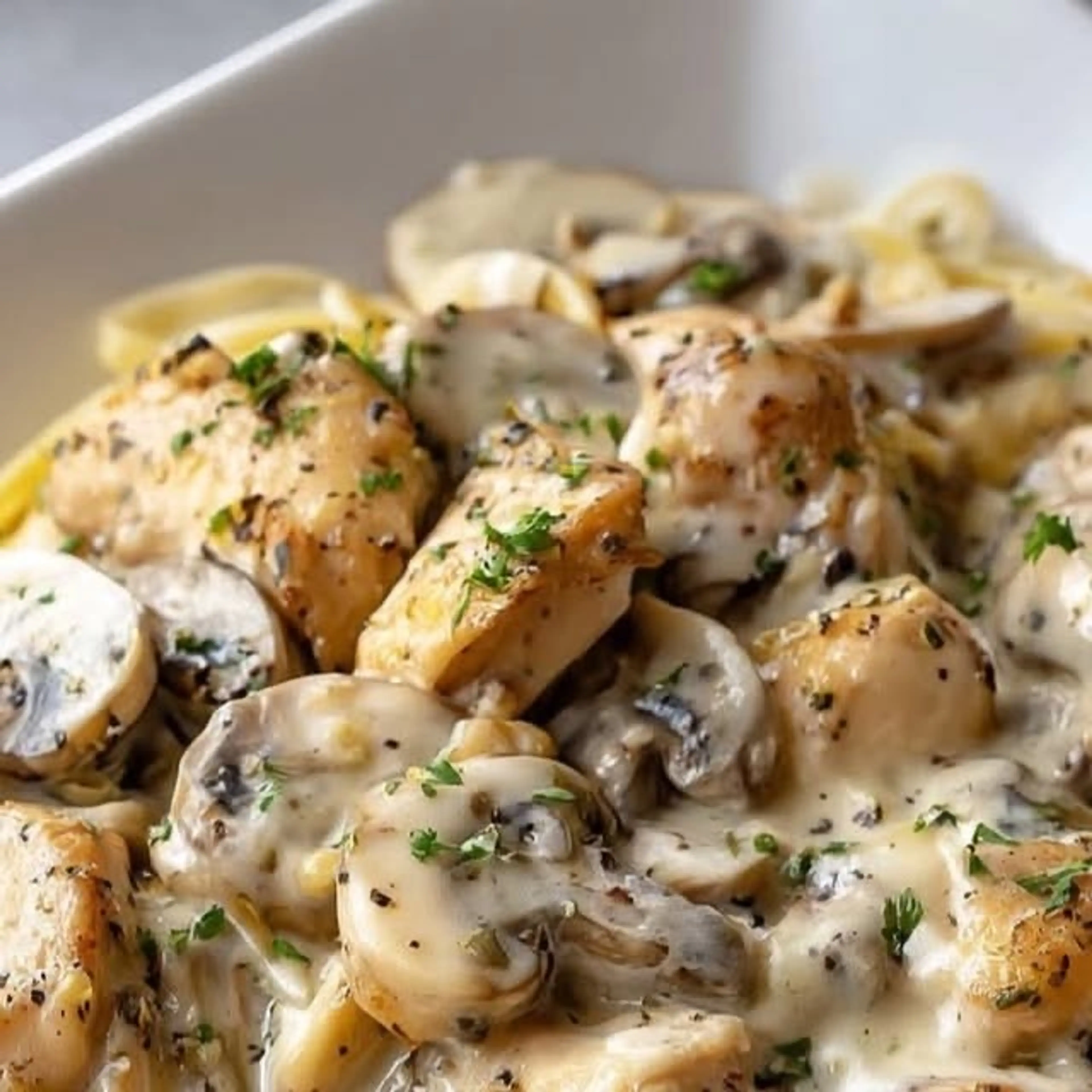 Creamy Garlic Chicken Mushroom Pasta