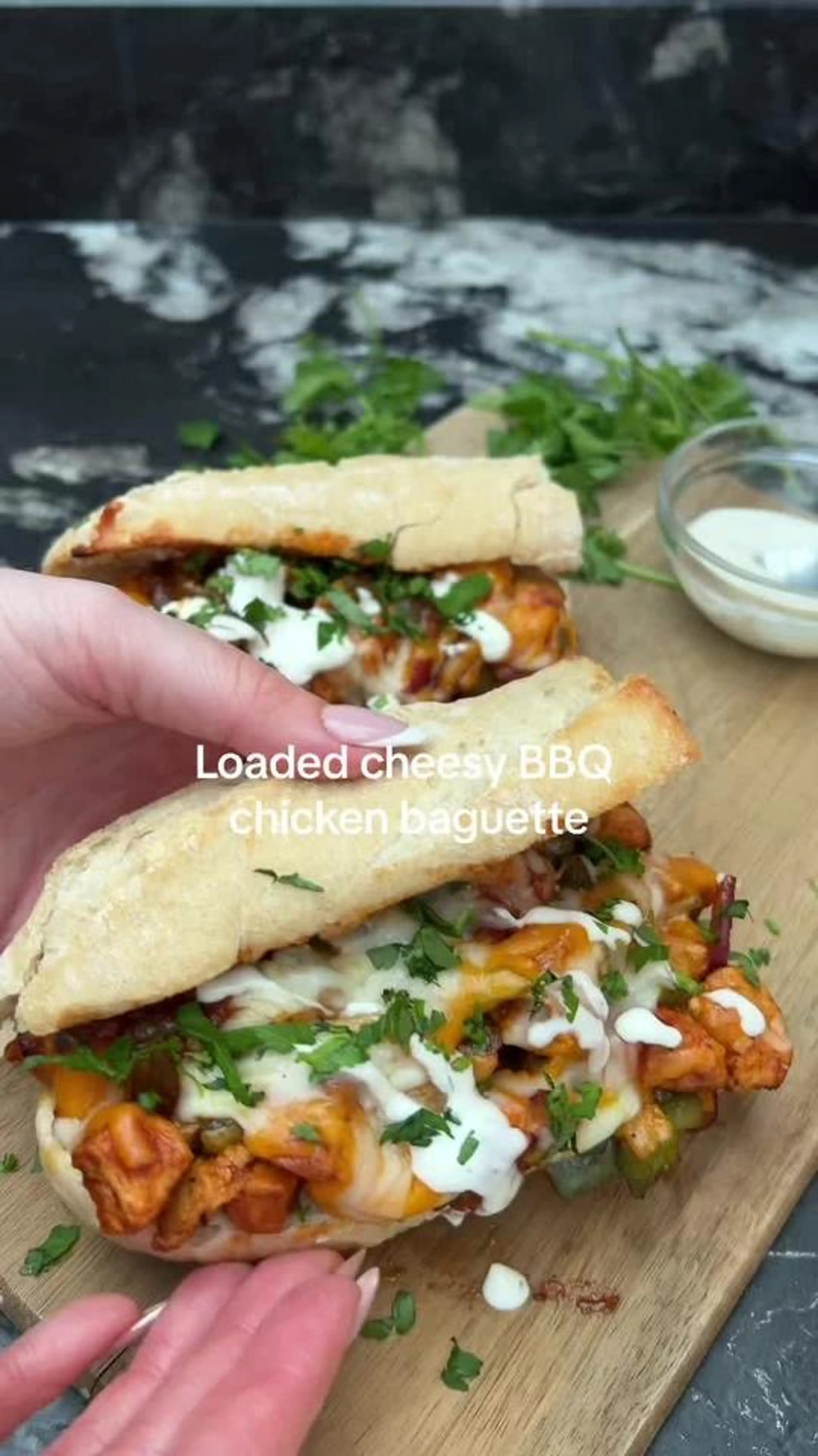 Loaded Cheesy Bbq Chicken Baguette