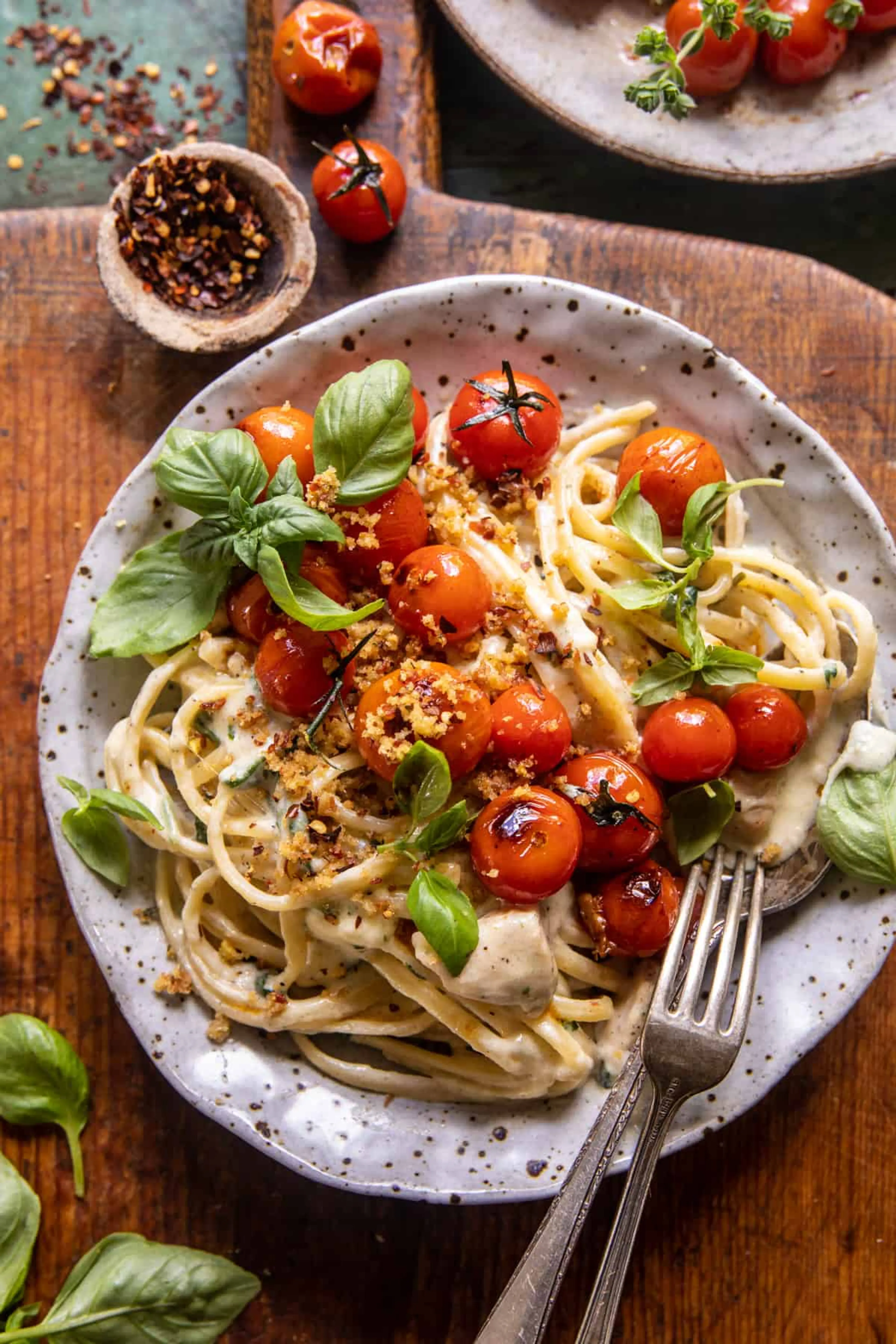 Charred Tomato Basil Chicken Florentine Pasta