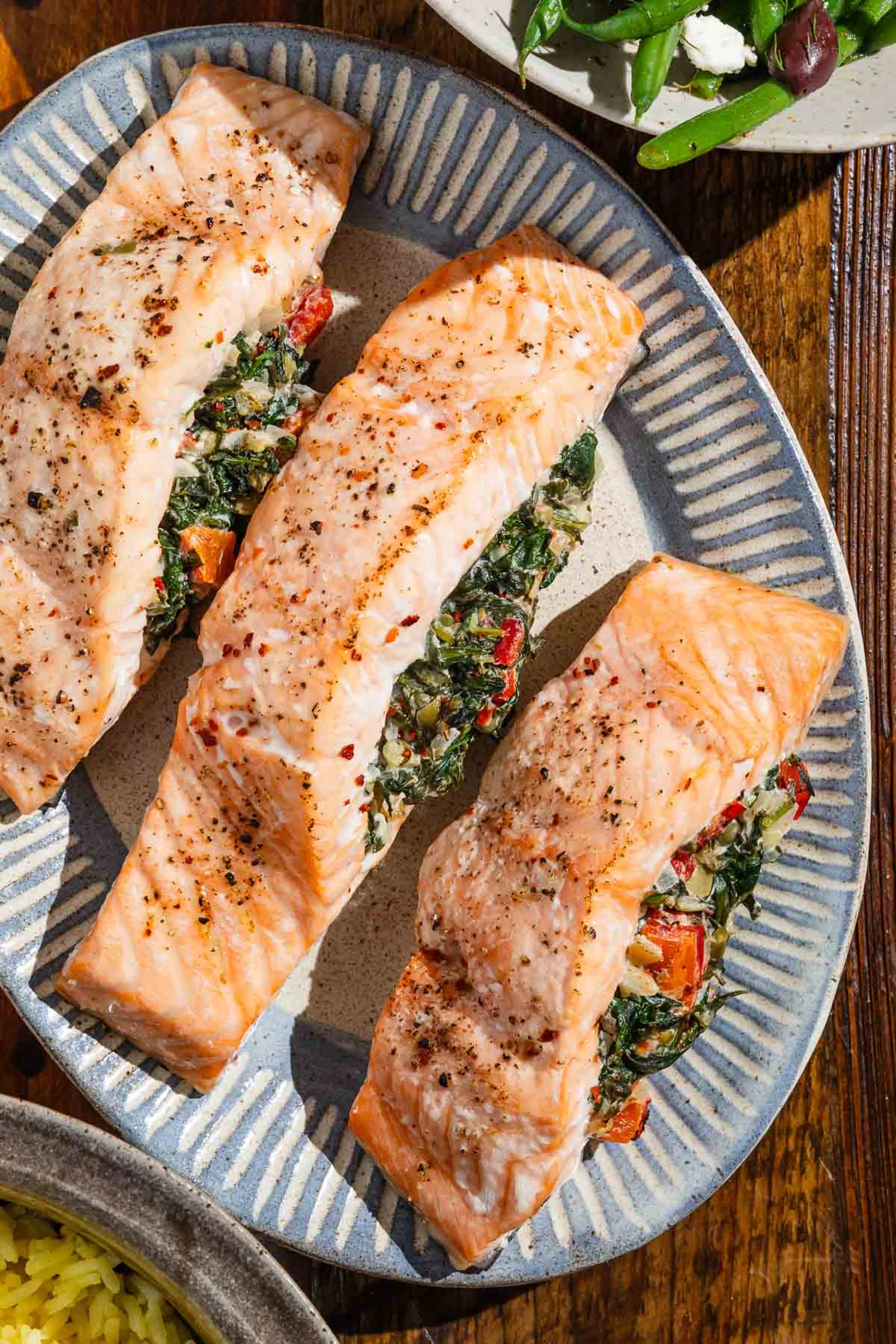 Stuffed Salmon with Spinach, Capers, and Greek Yogurt