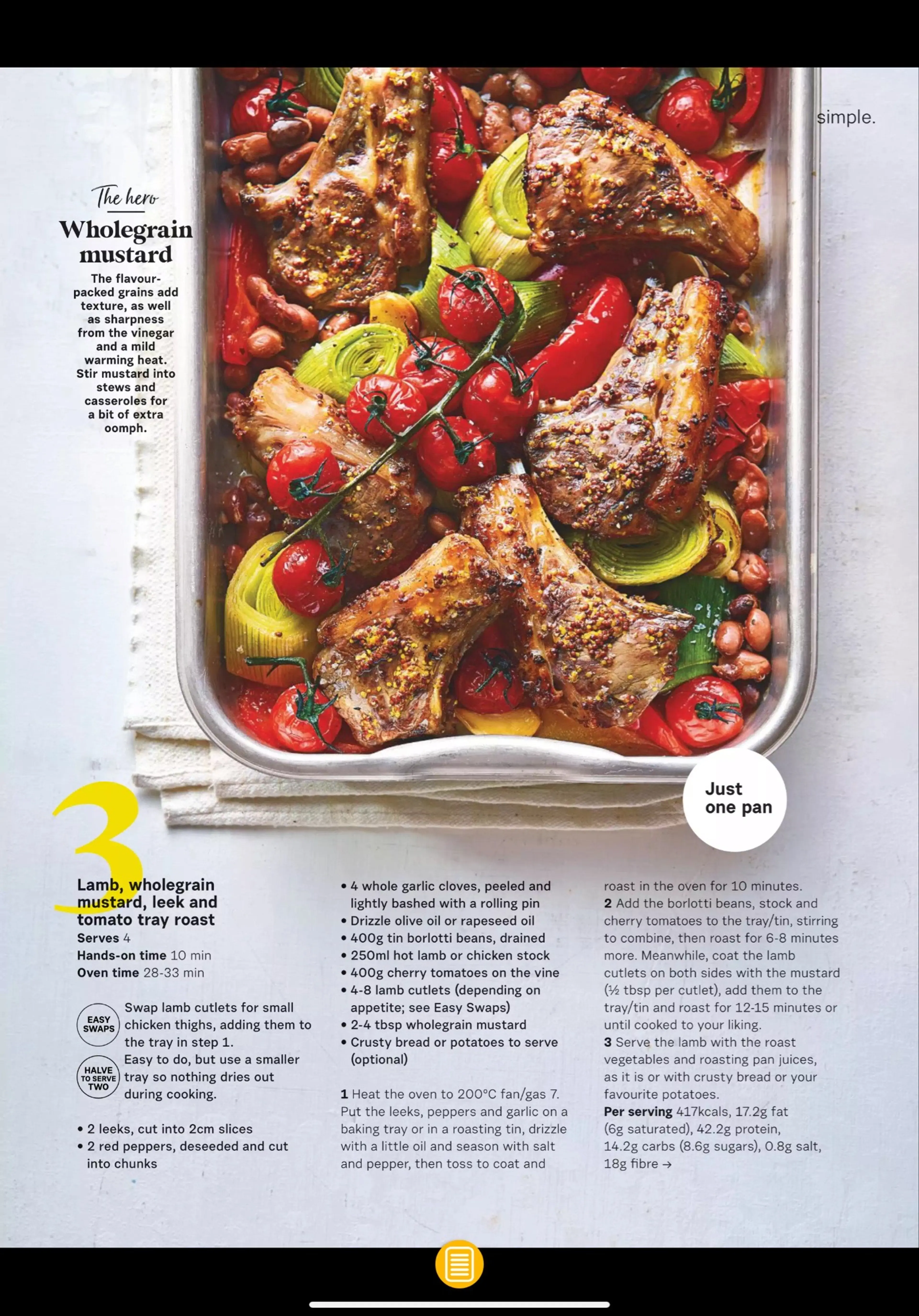 Lamb, wholegrain mustard, leek and tomato tray roast
