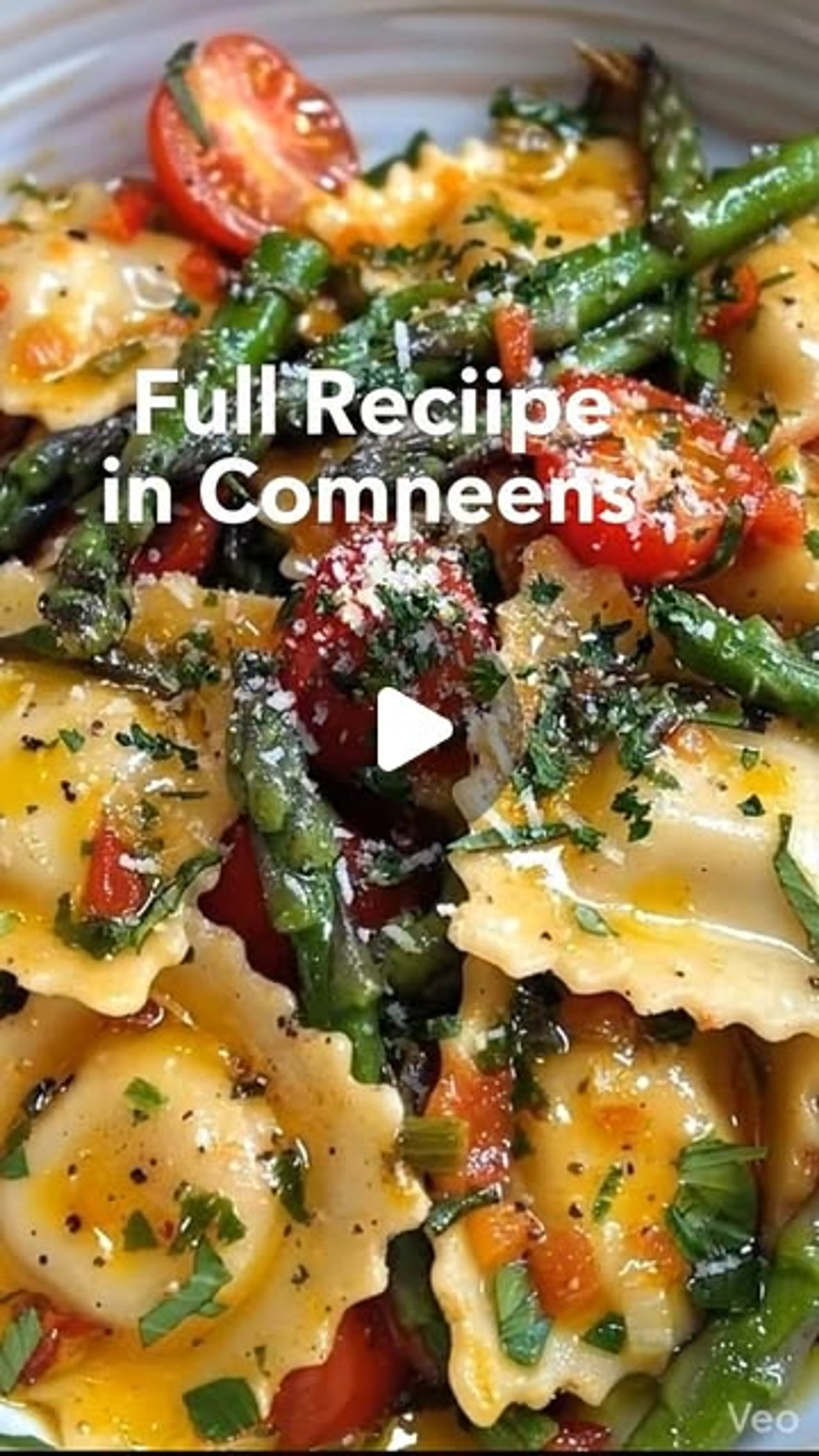 Ravioli with Tomatoes, Asparagus, Garlic & Herbs