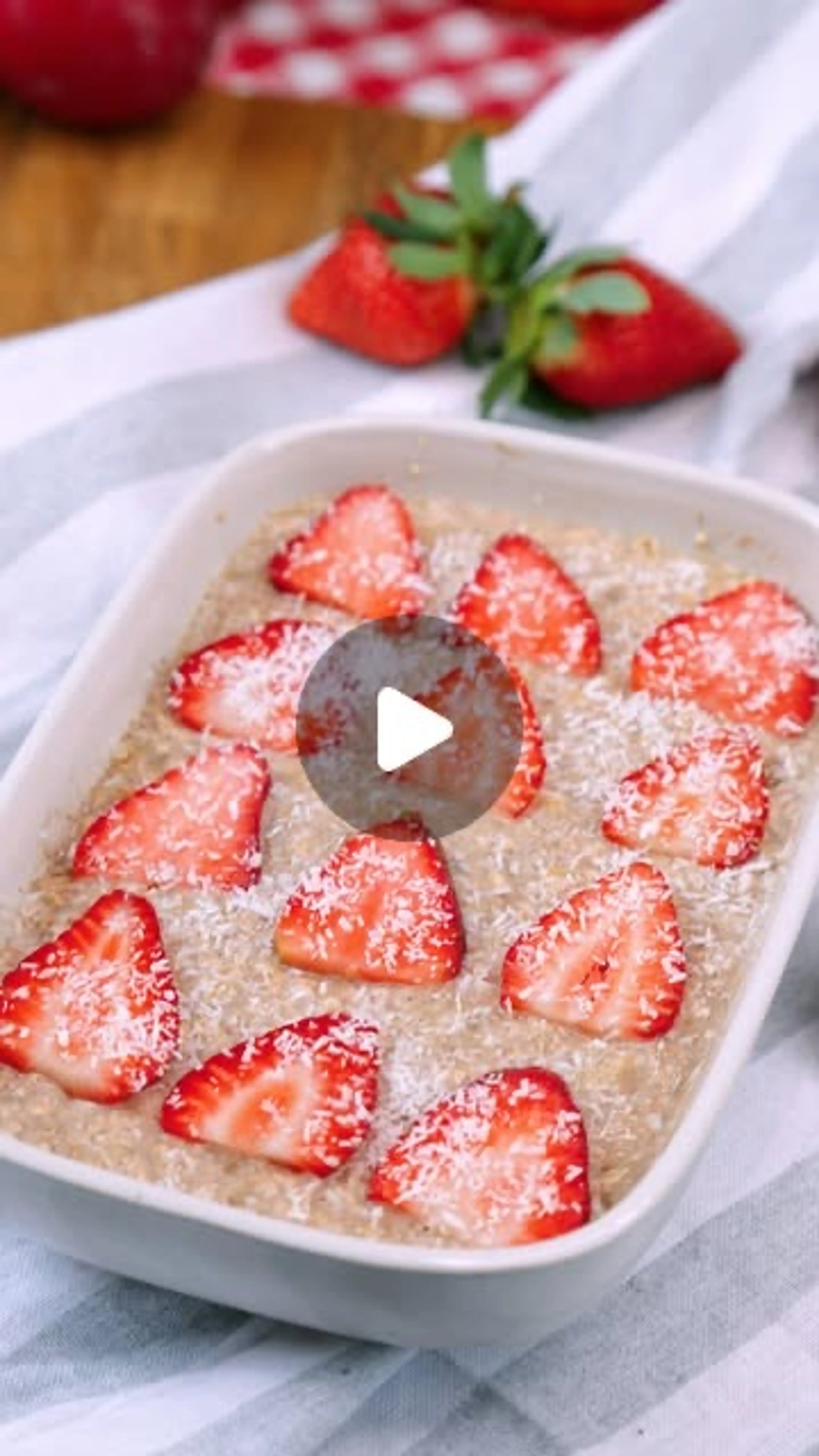 Oatmeal Breakfast Cake with Strawberries & Coconut