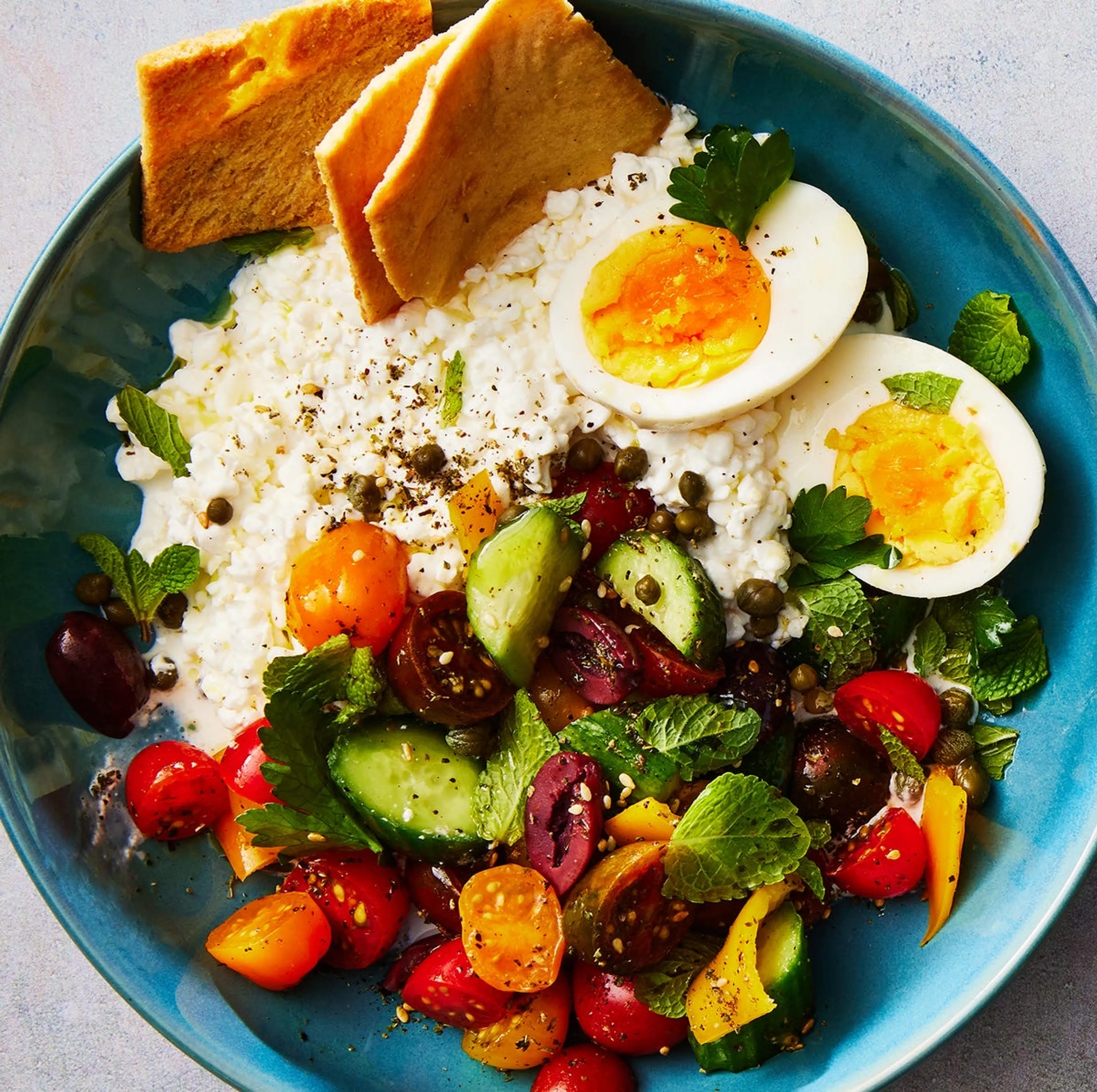 Greek Salad Cottage Cheese Bowl