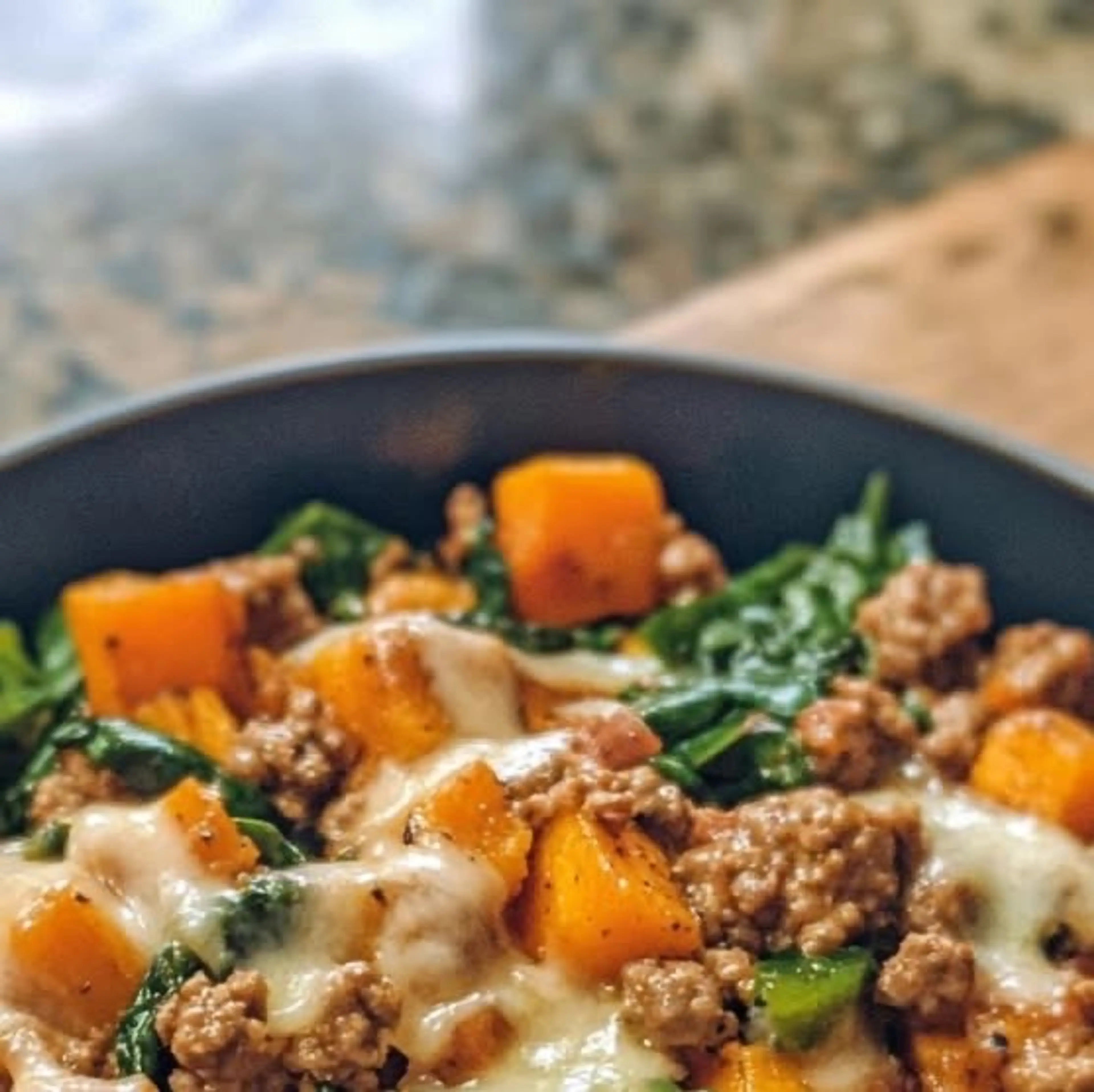Ground Beef, Butternut Squash & Spinach Skillet