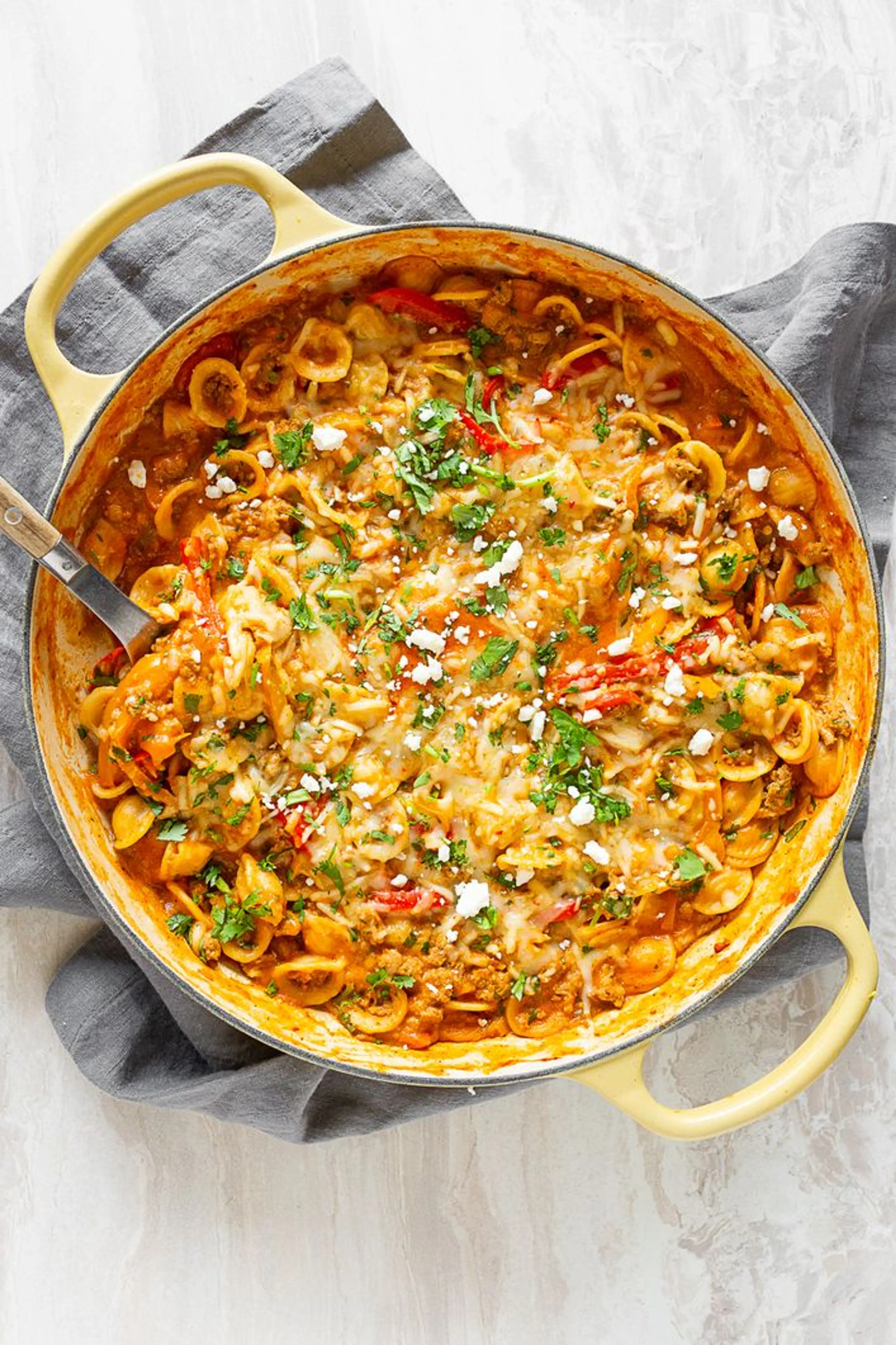 One Pot Ground Chicken Fajita Pasta