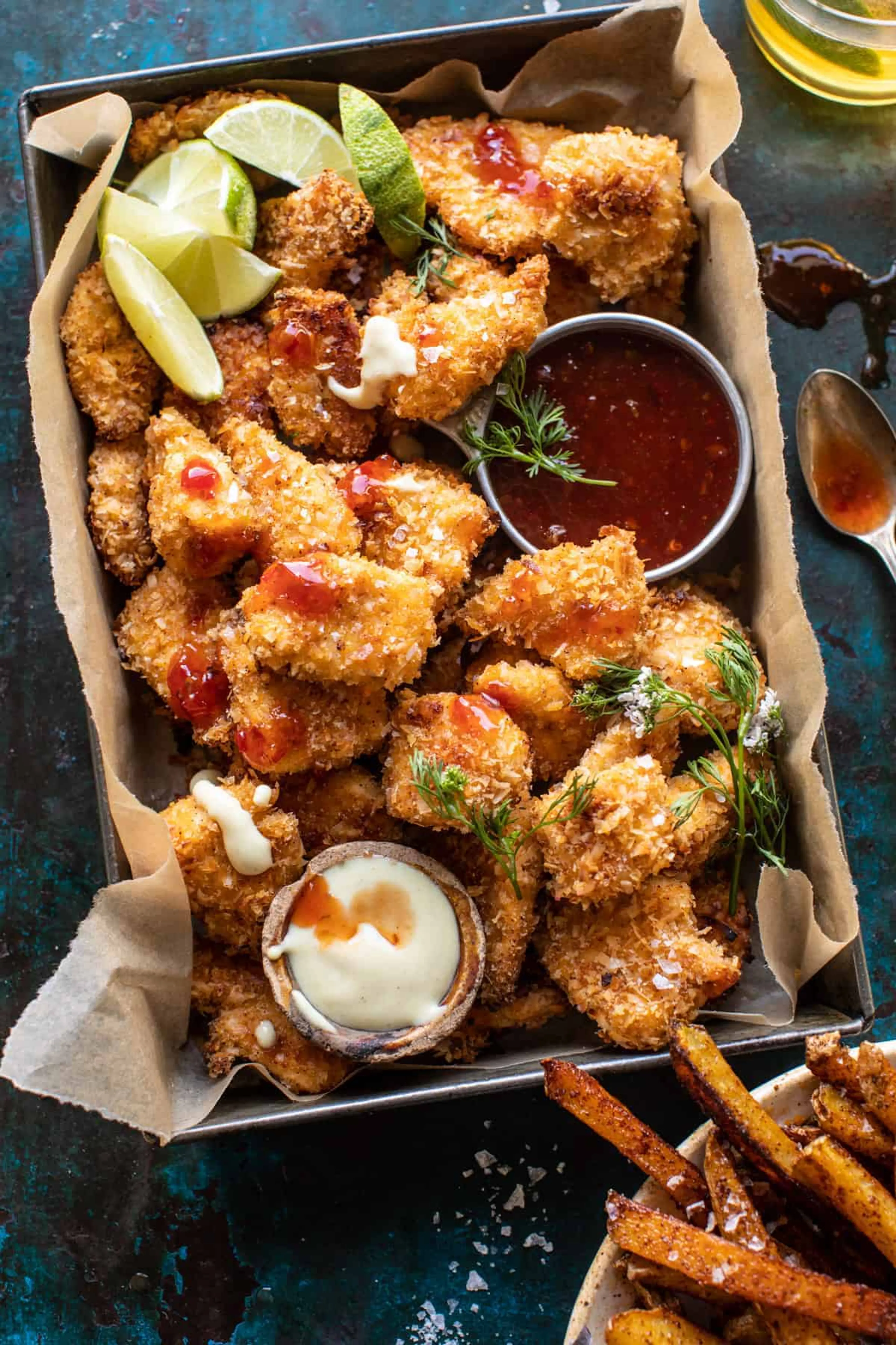 Coconut Popcorn Chicken with Sweet Thai Chili Lime Sauce