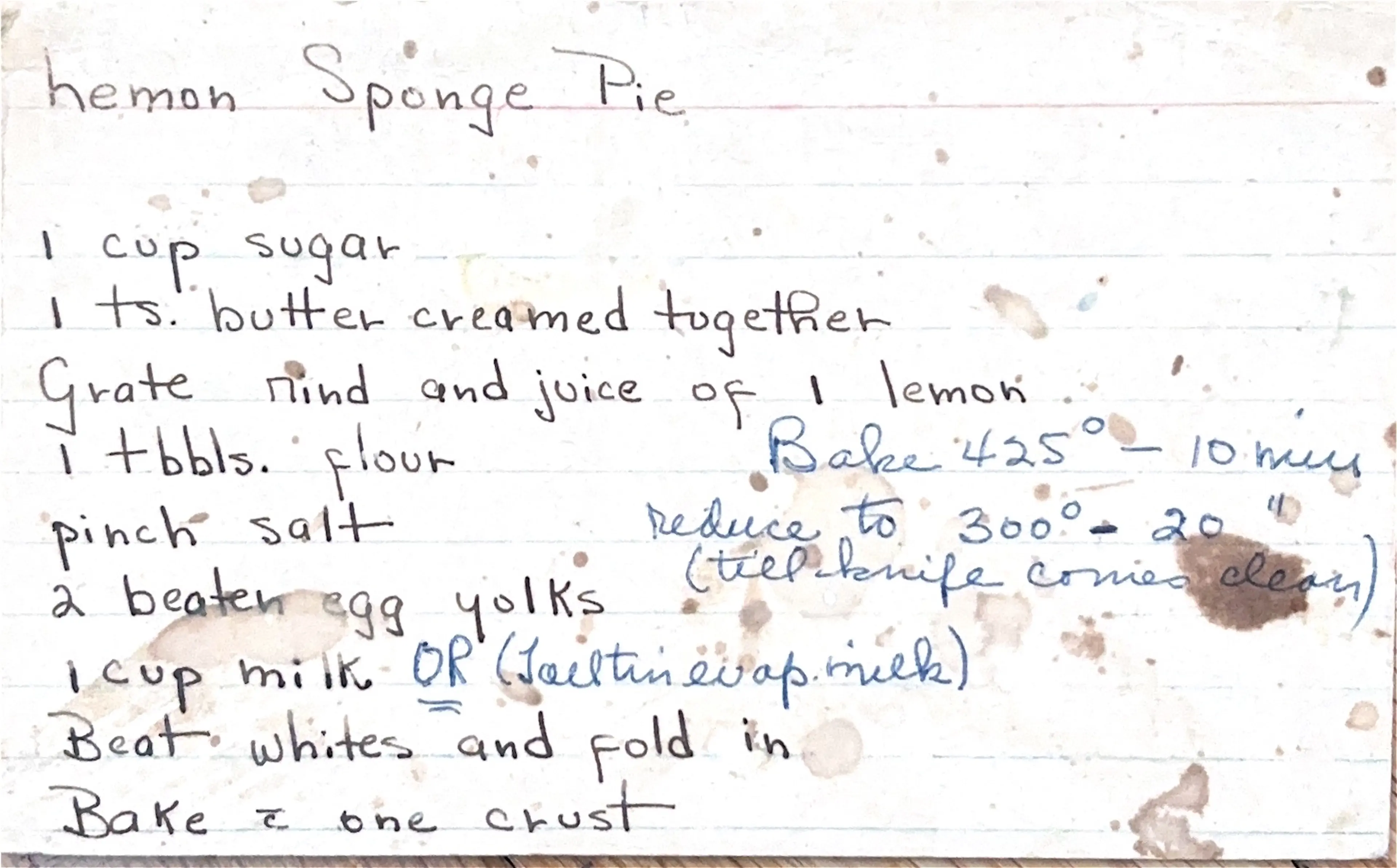 Lemon Sponge Pie