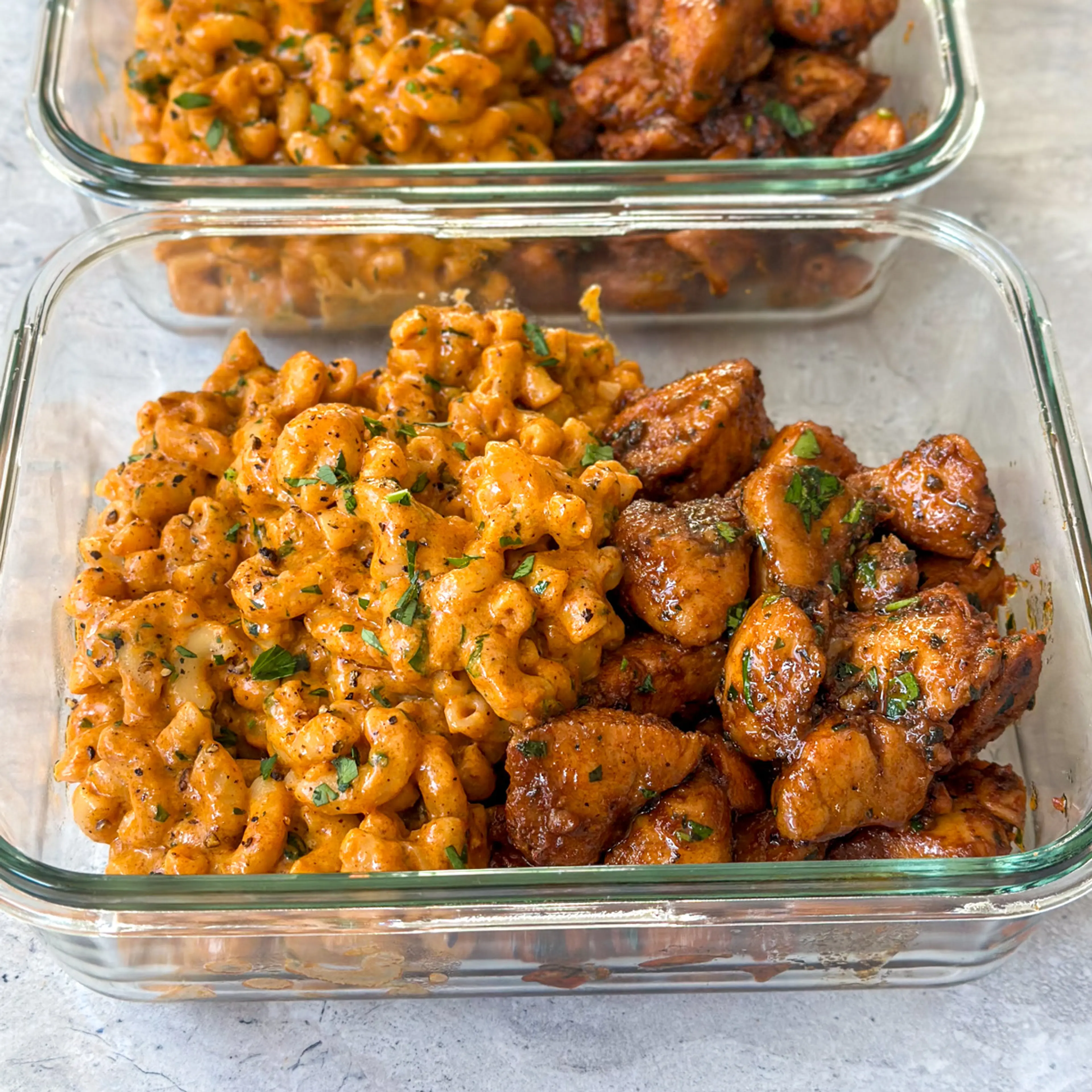 High-Protein Honey Garlic Butter Chicken with Mac & Cheese