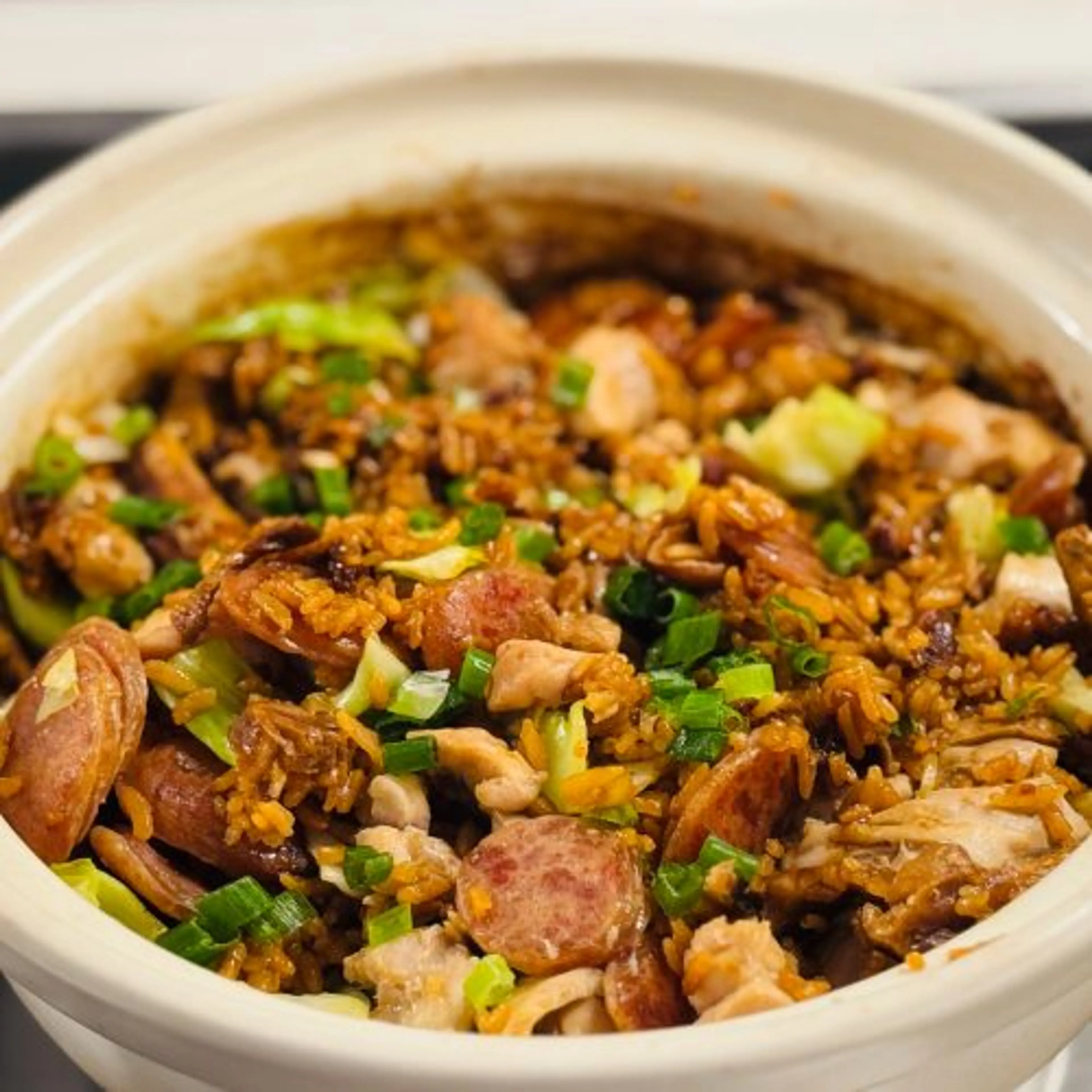 Claypot Rice with Chicken and Chinese Sausage