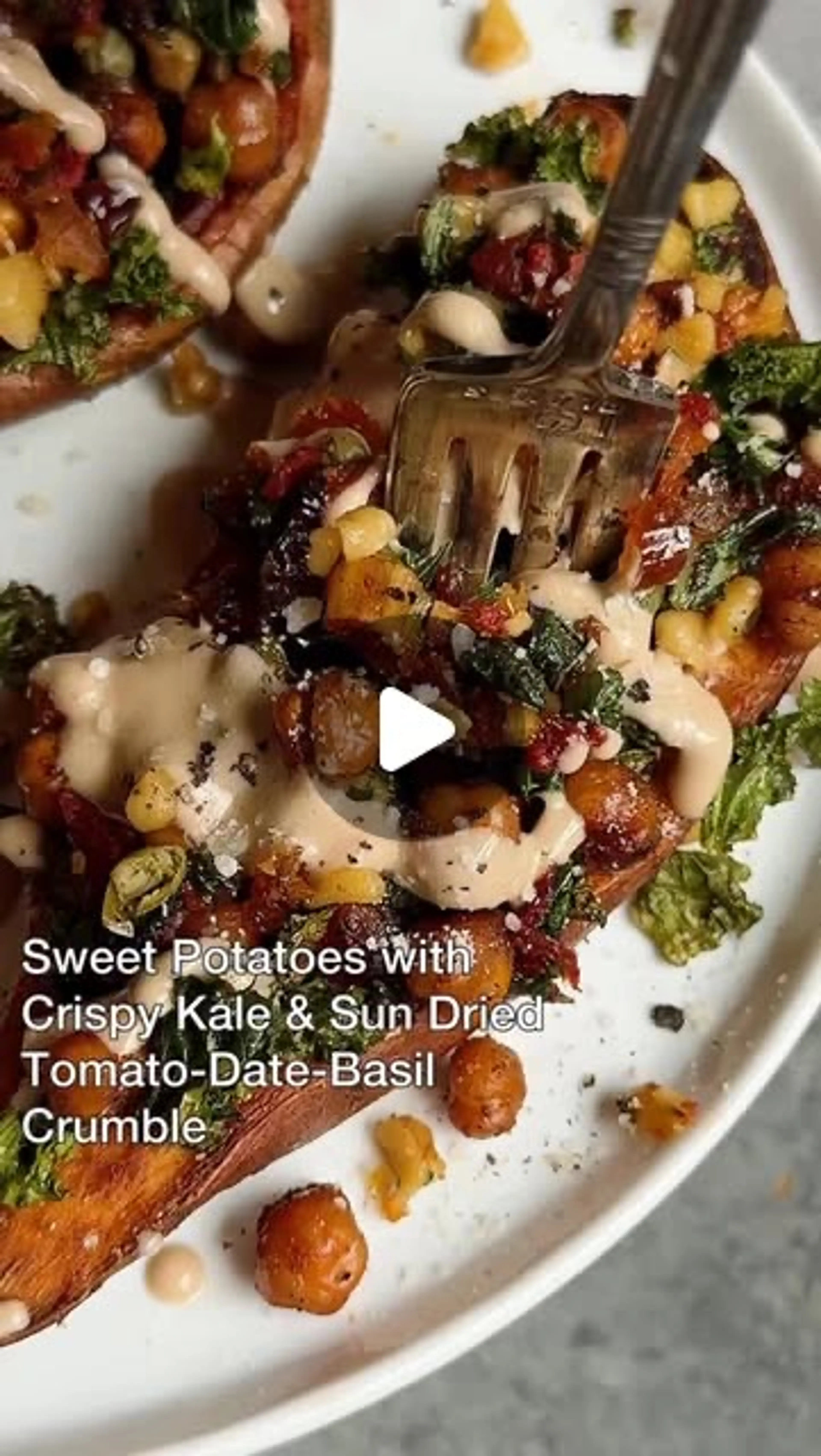 Sweet Potatoes with Sun Dried Tomato-date-basil Crumble! the