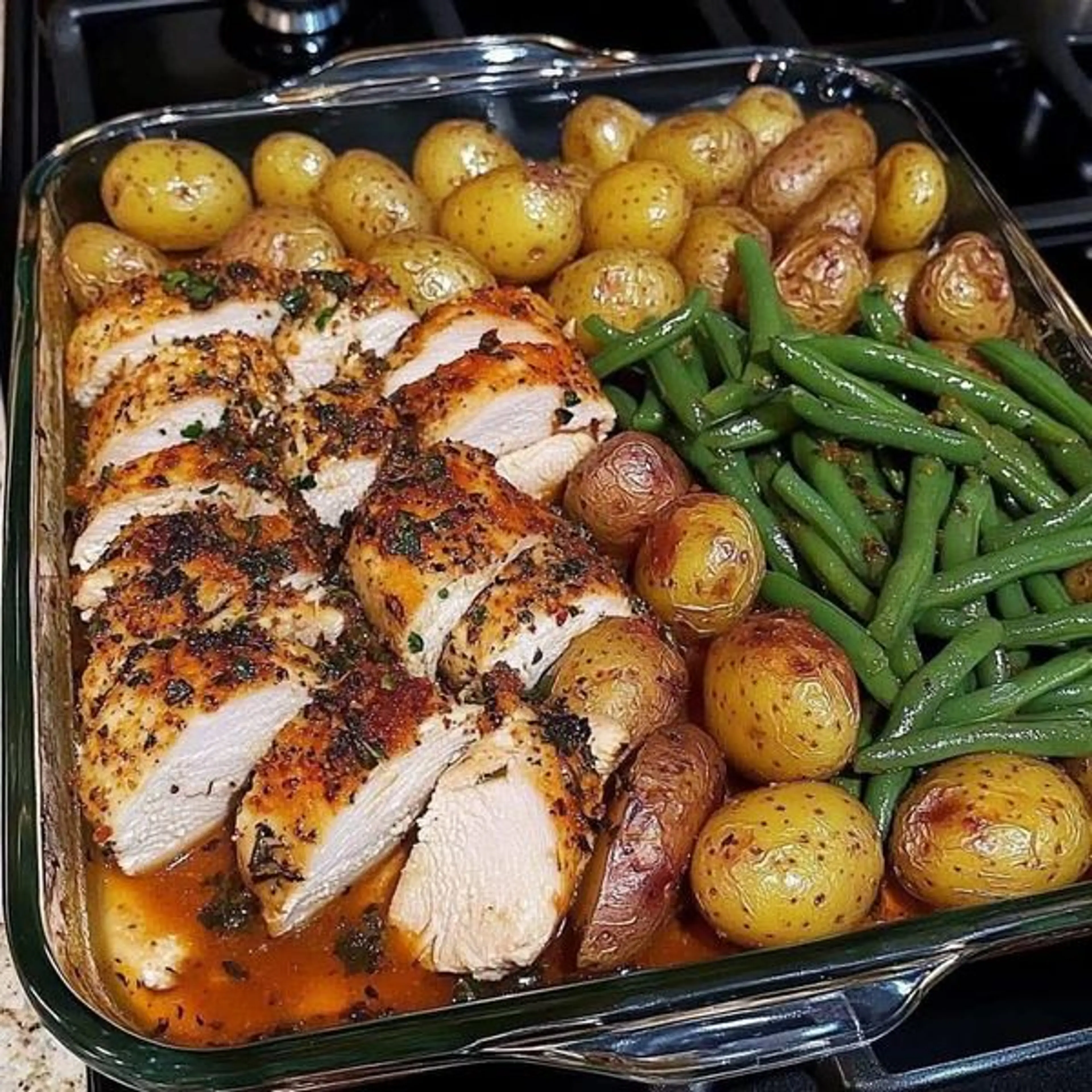 One-pan Garlic Herb Chicken with Potatoes & Green Beans