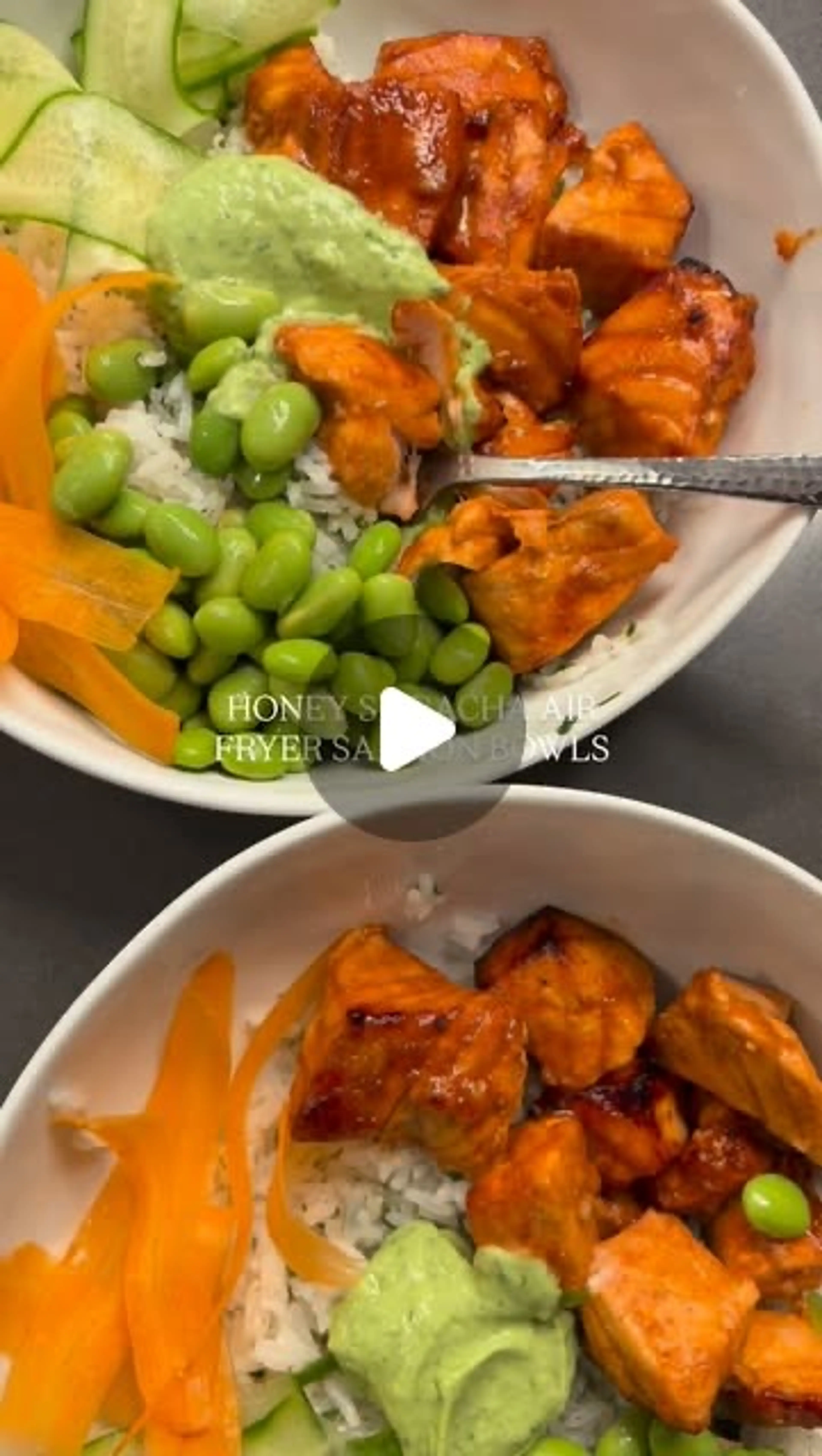 Meatless Friday Honey Sriracha Salmon Bowls