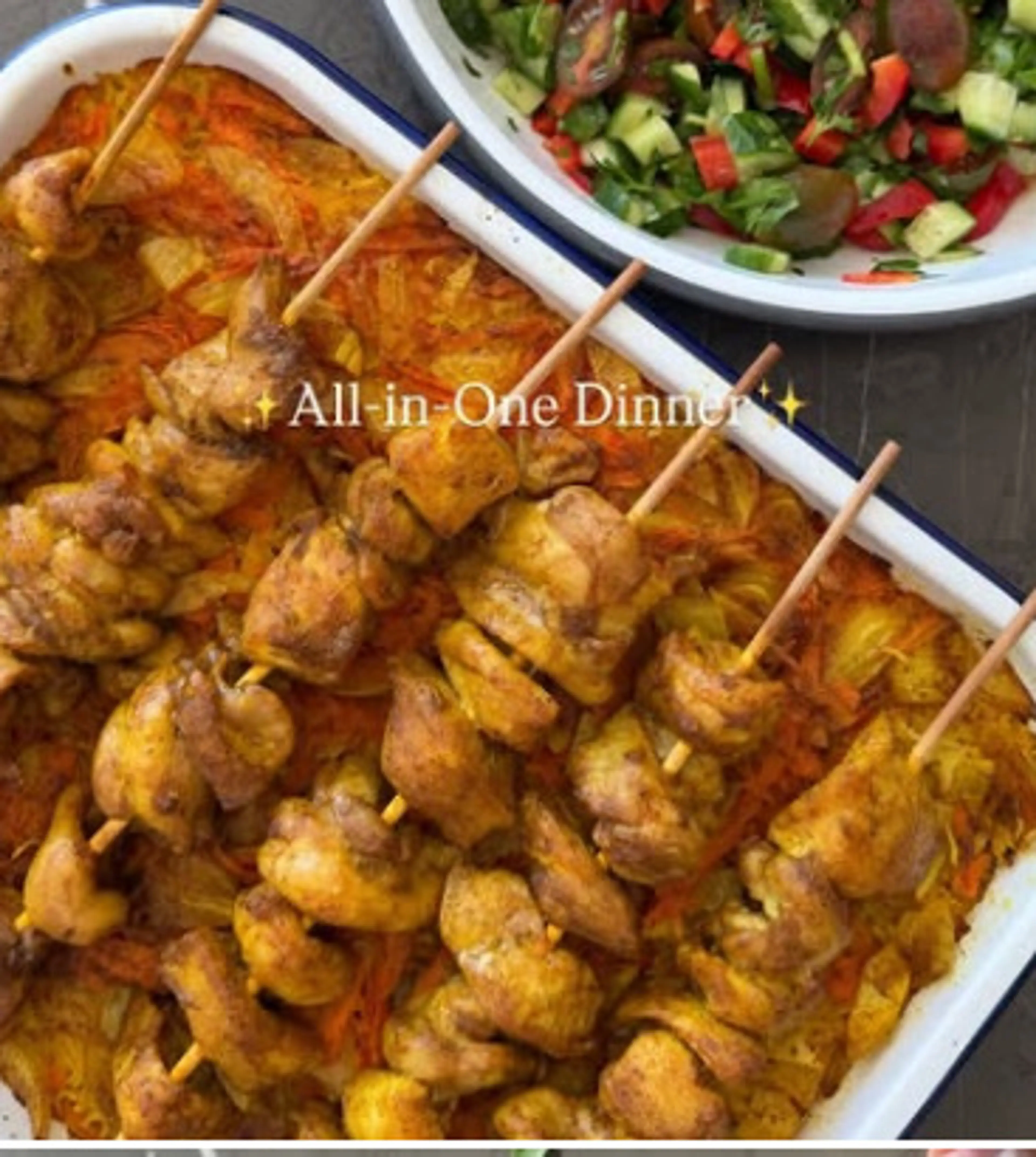 Curry Rice With Chicken Skewers