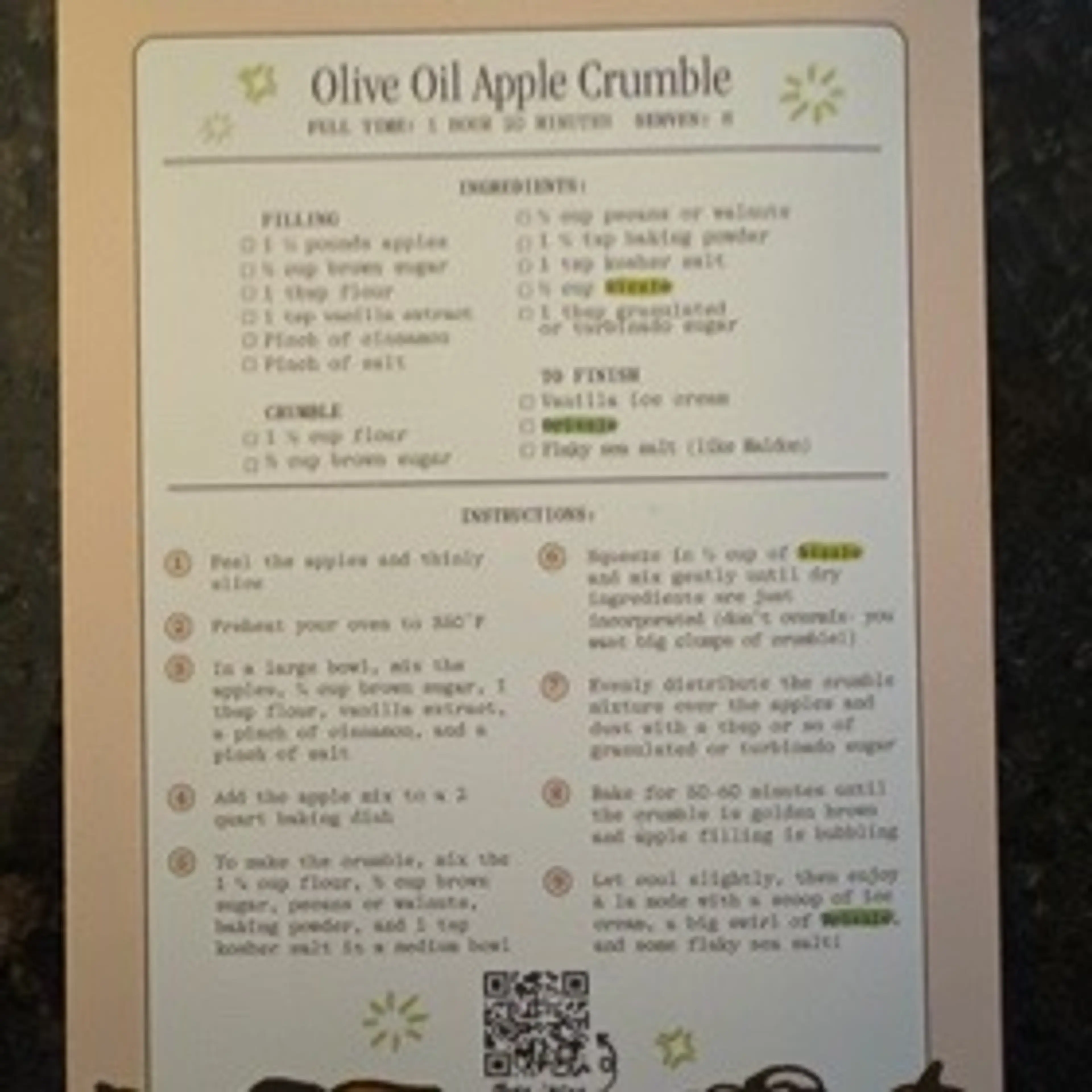 Olive Oil Apple Crumble