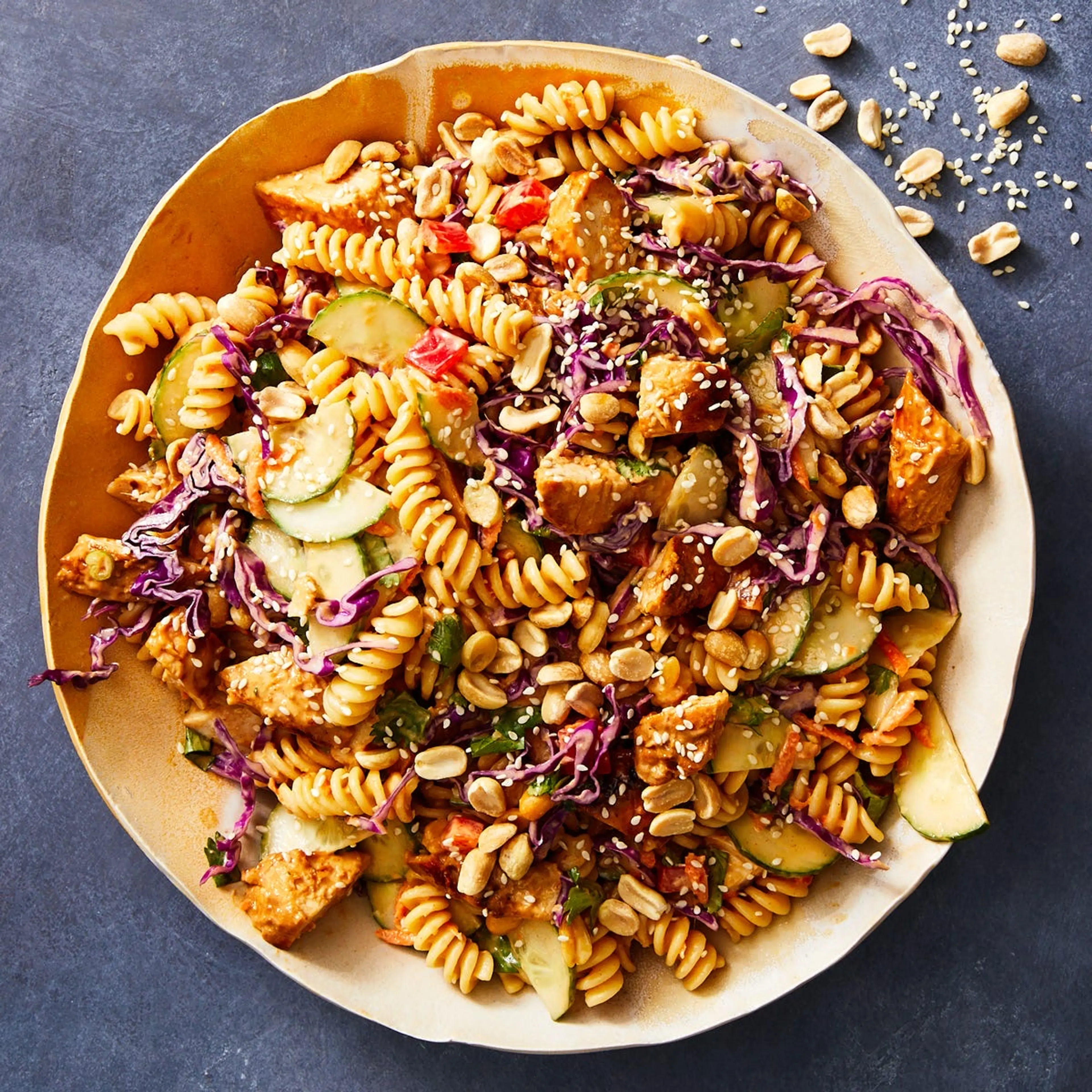 Thai Peanut Chicken Pasta Salad