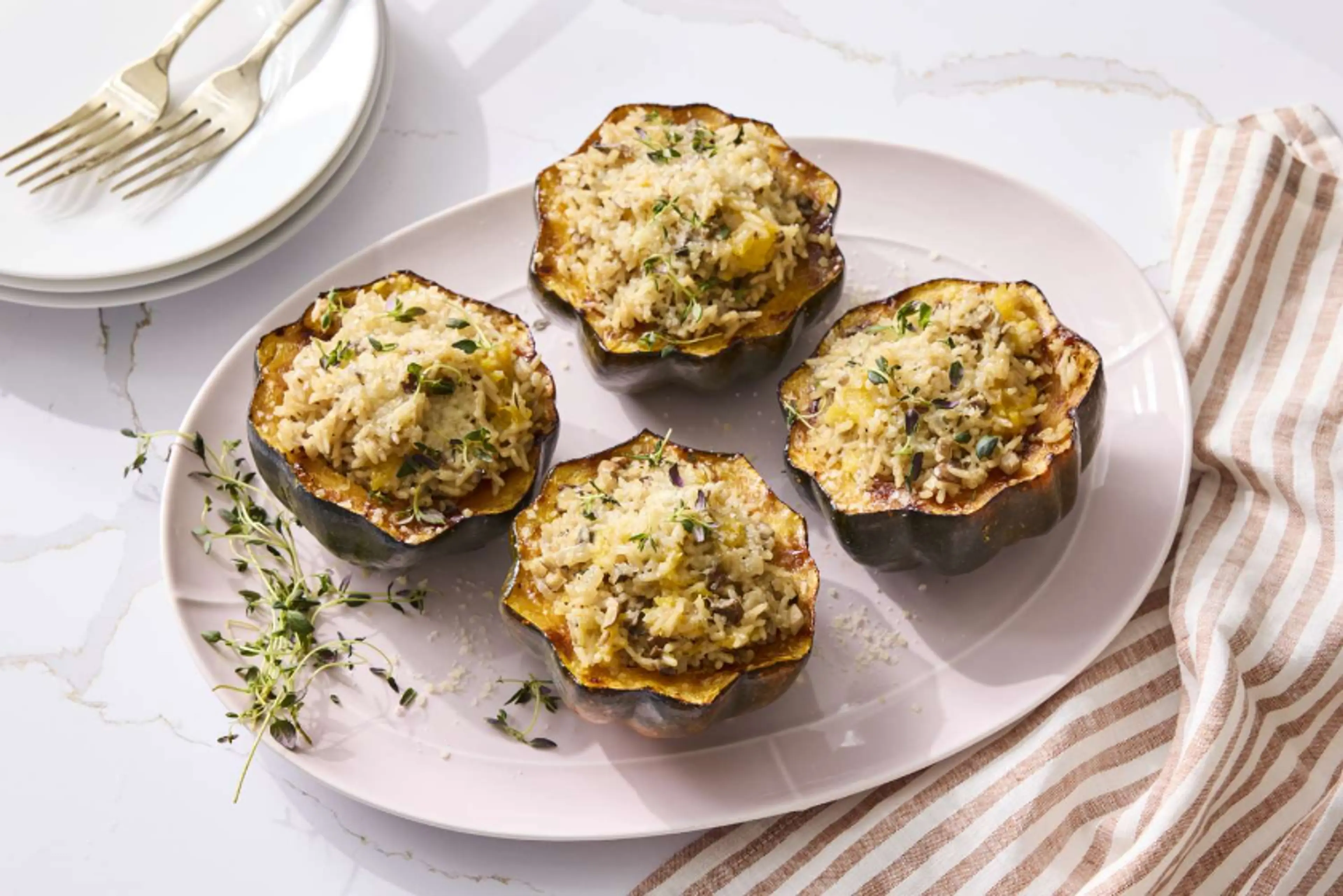 Acorn Squash Stuffed With Mushrooms and Rice
