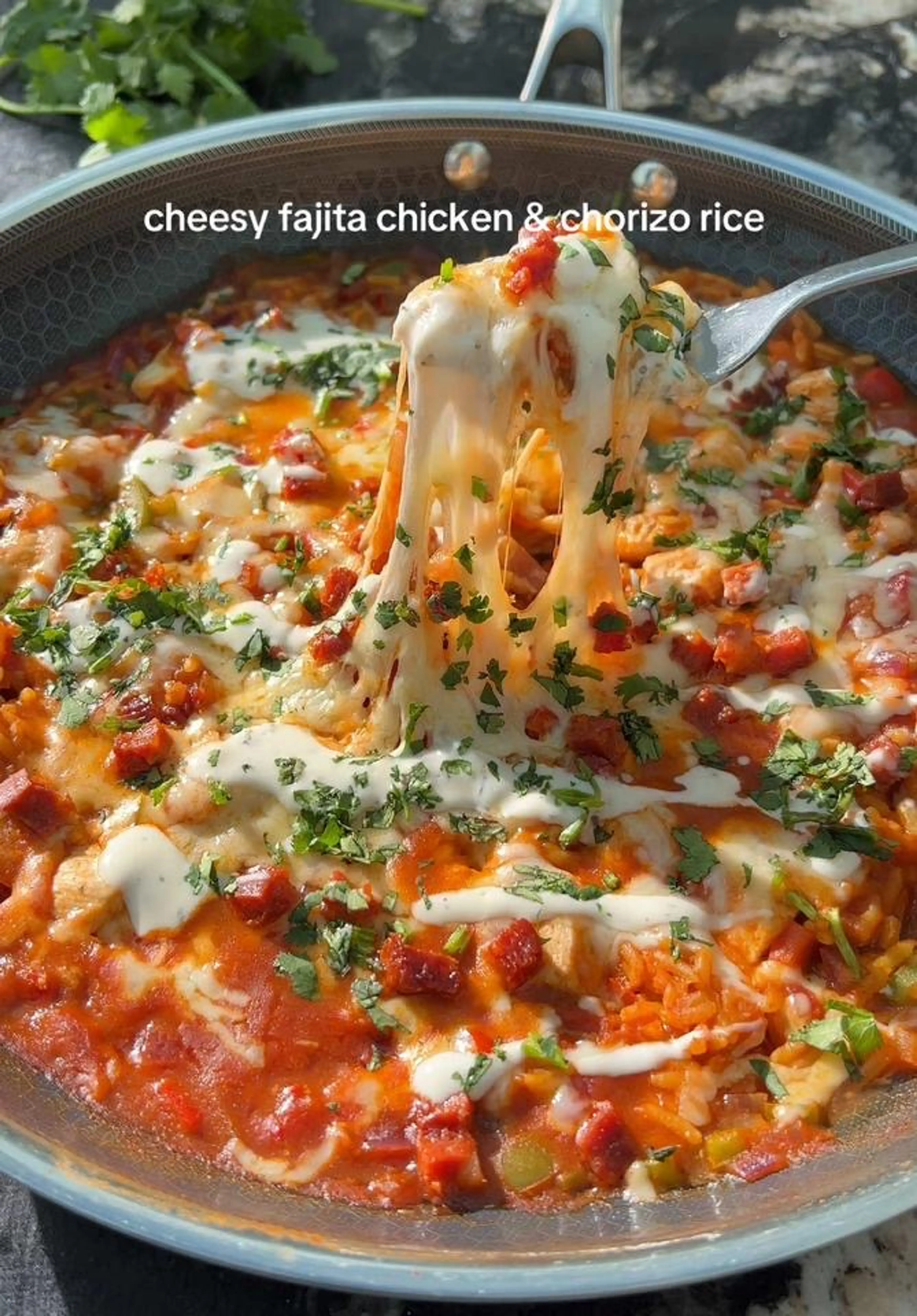 Cheesy Fajita Chicken & Chorizo Rice