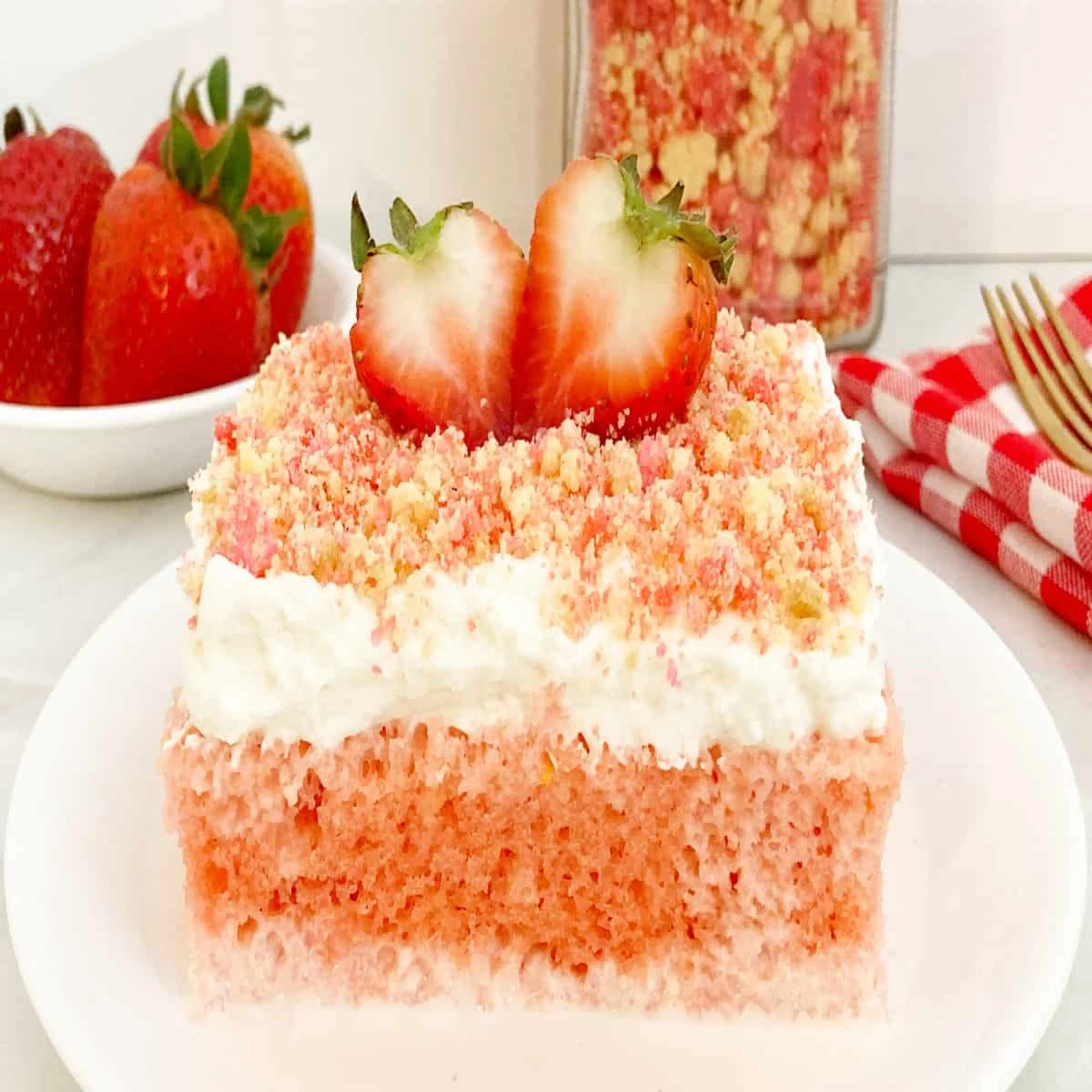 Strawberry Crunch Tres Leches Cake