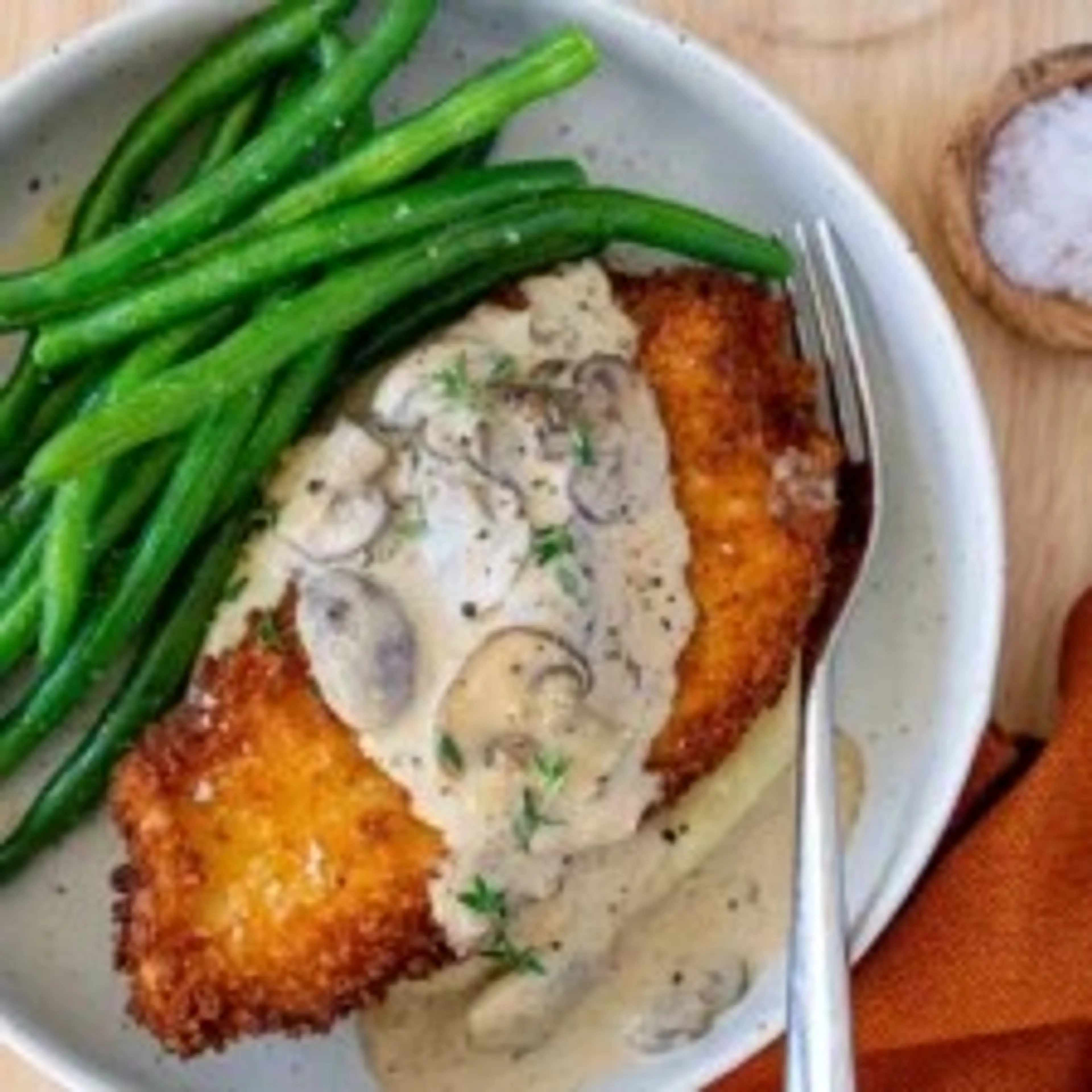Chicken Schnitzel with Creamy Mushroom Sauce