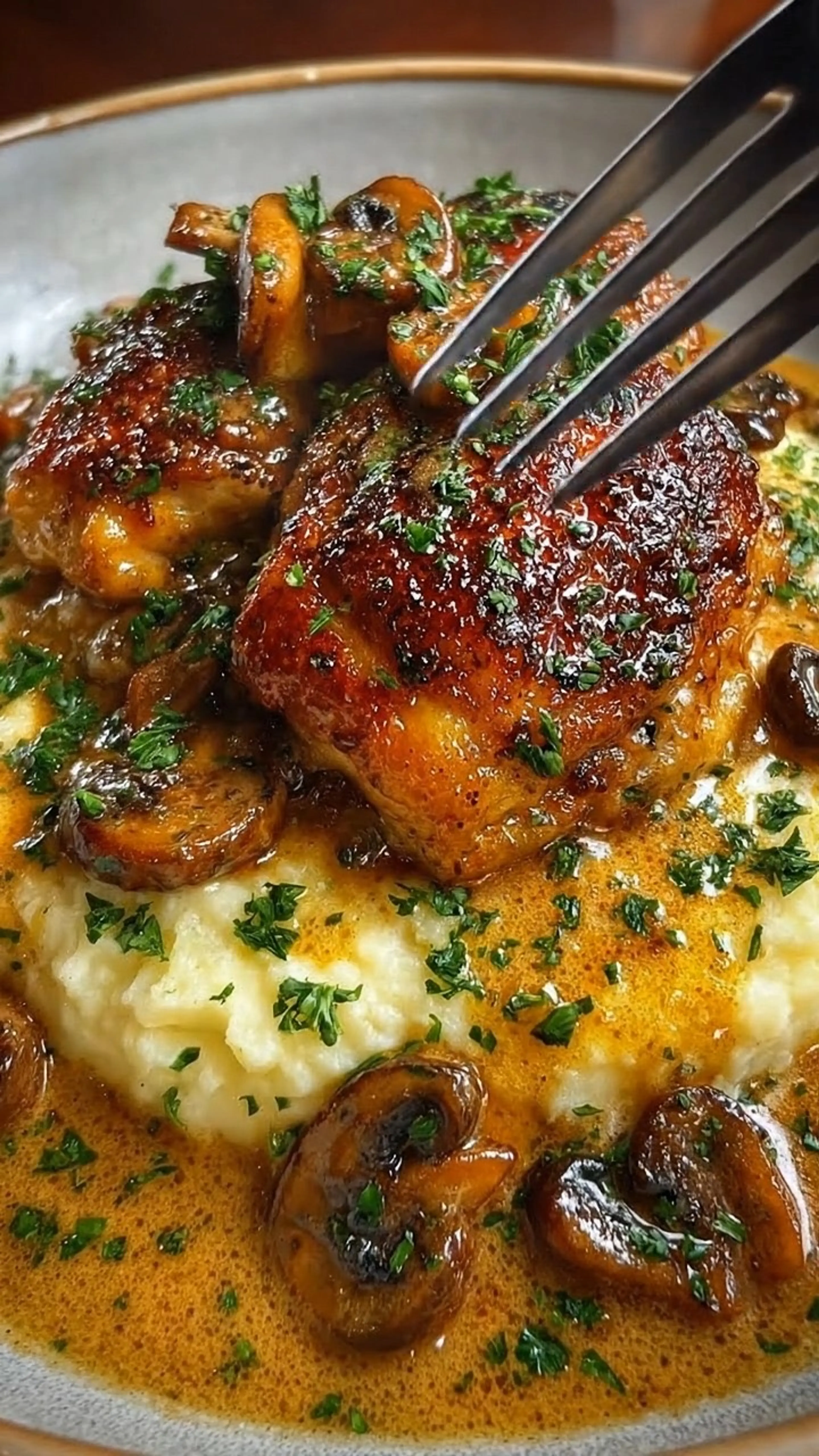 Garlic Mushroom Chicken with Creamy Mashed Potatoes