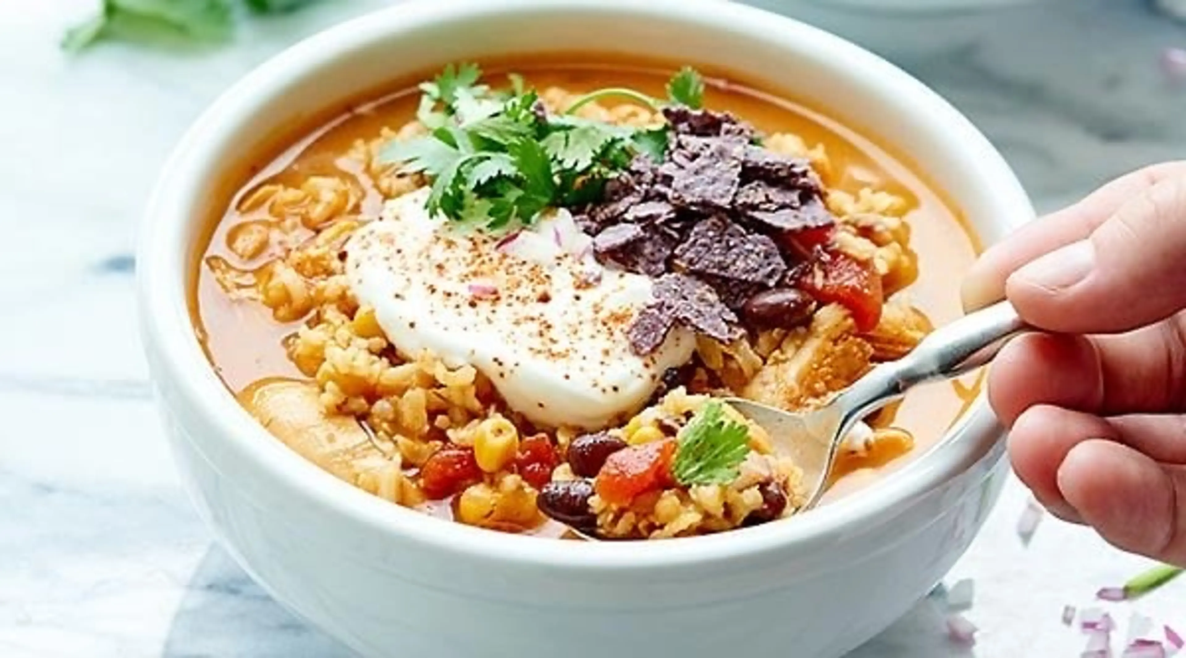 One Pot Mexican Chicken and Rice Soup