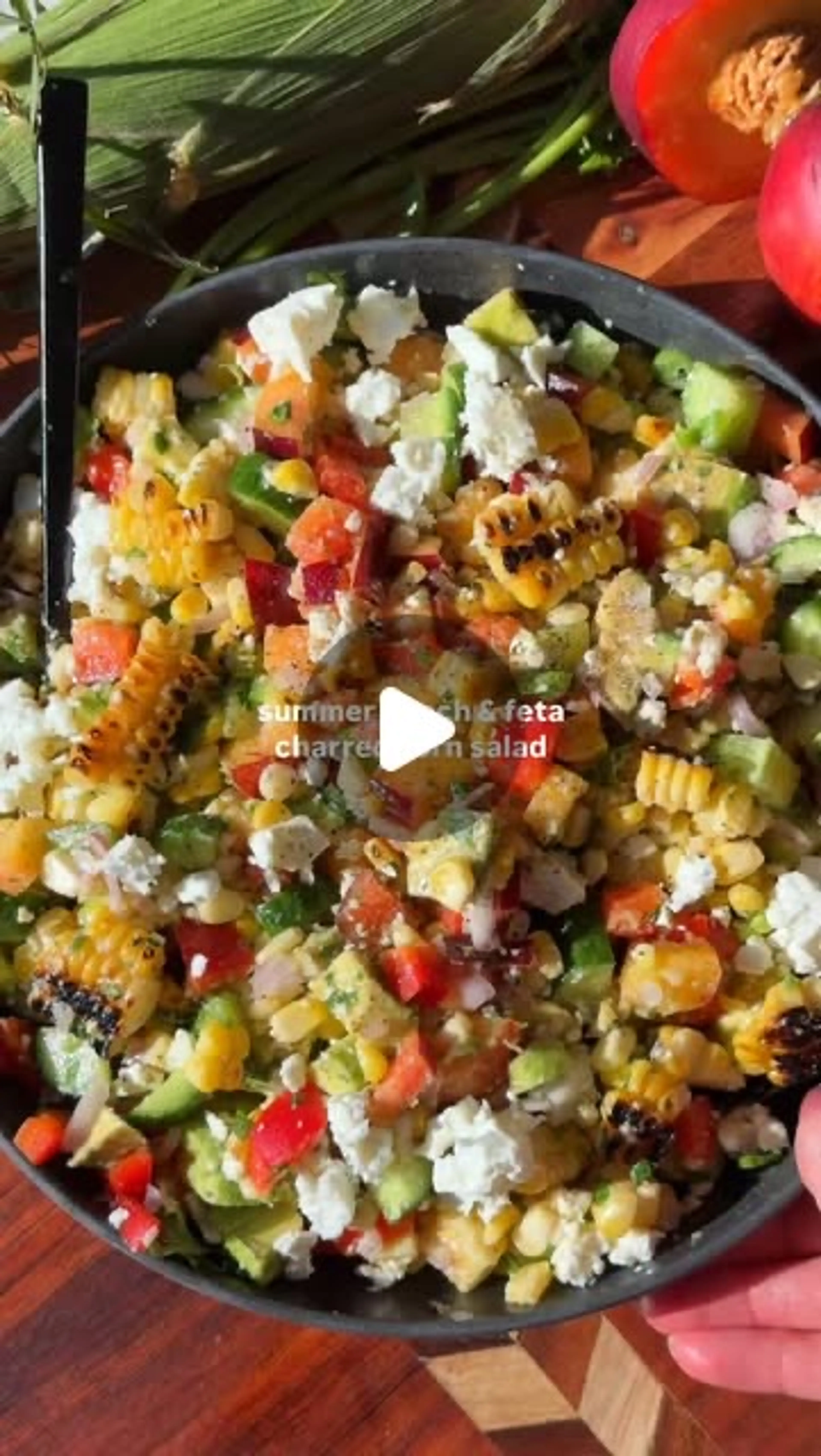 Summer Peach & Feta Corn Salad