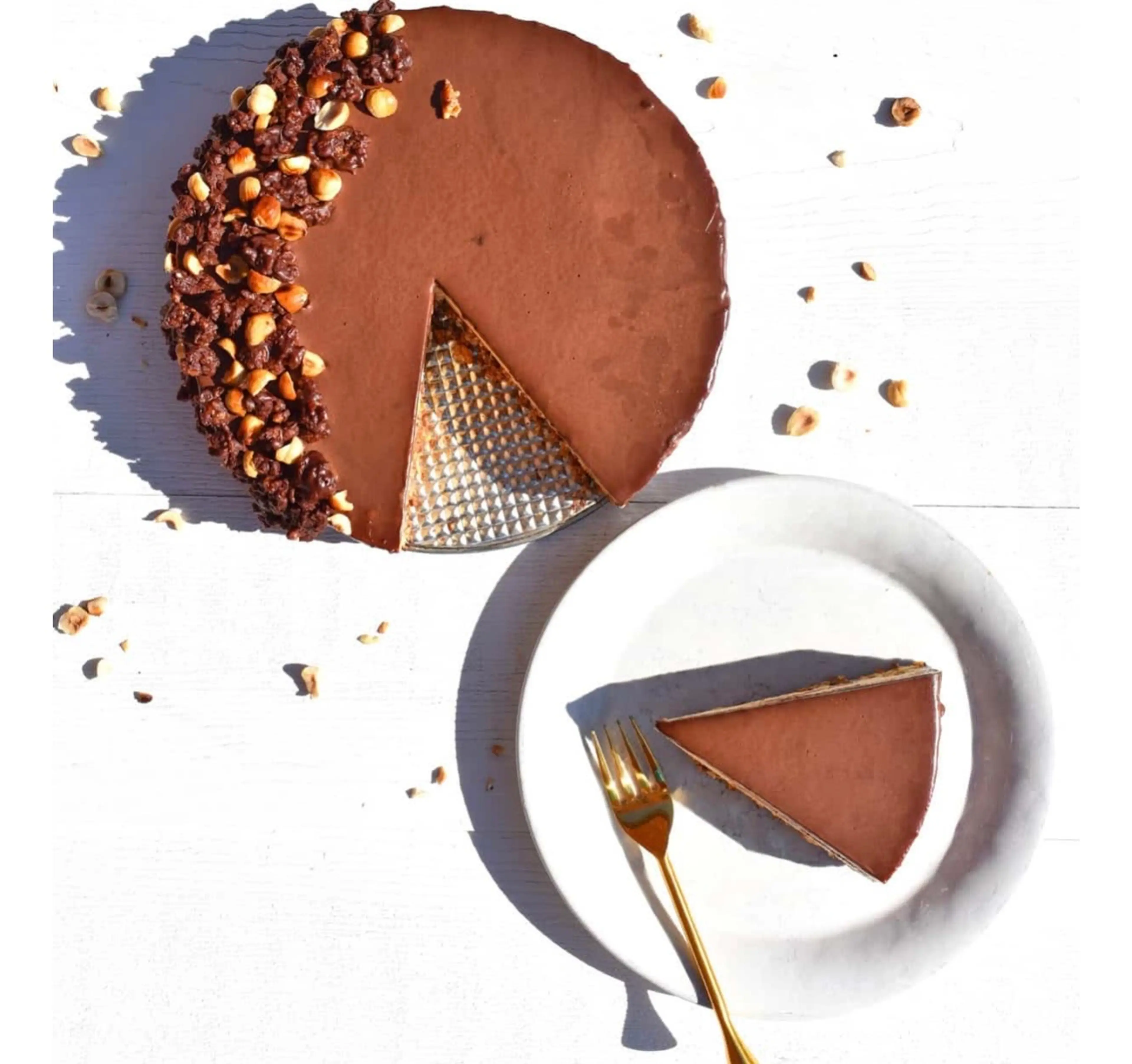 Chocolate Peanut Butter Mousse Crunch Cake