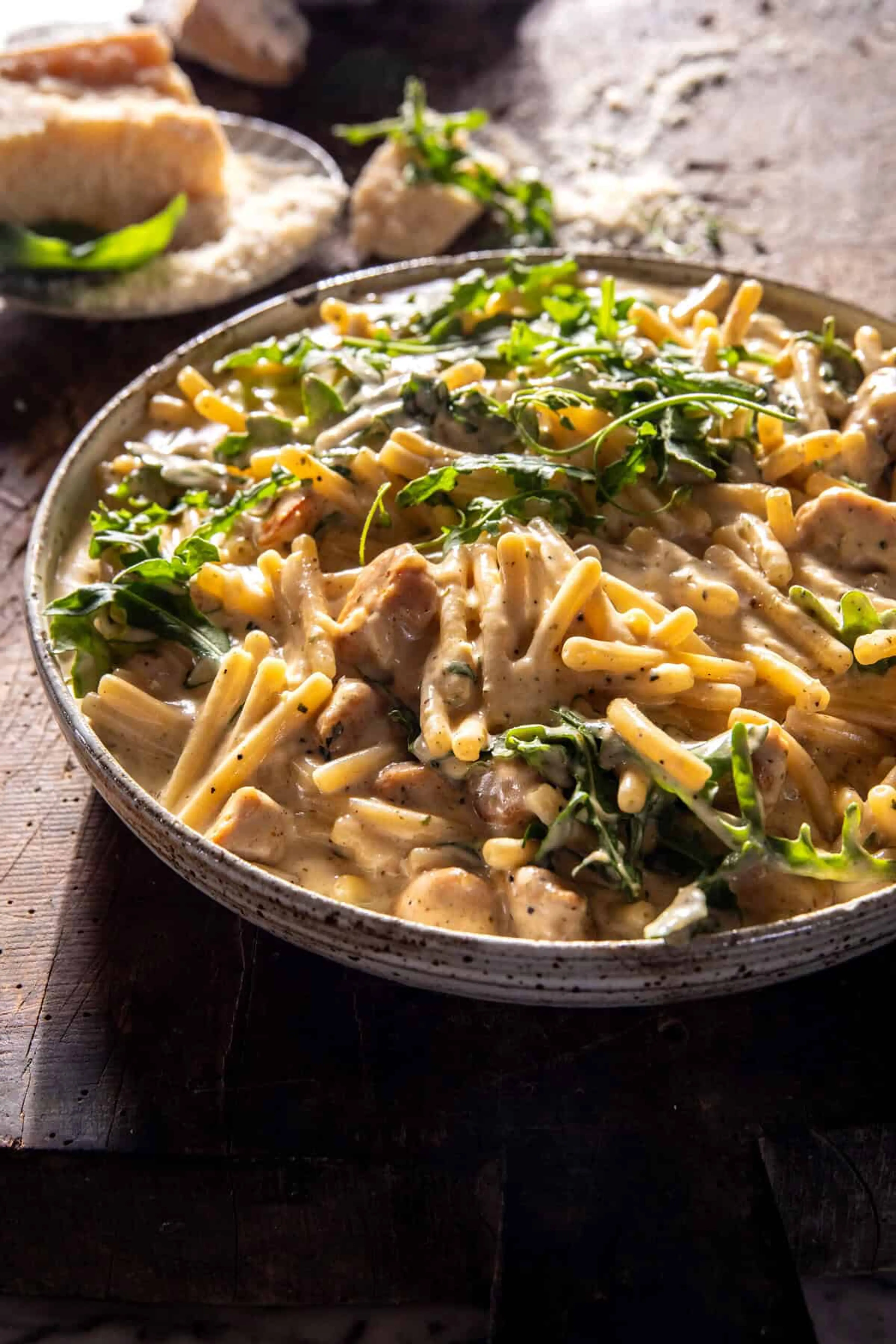 One Pot Chicken Caesar Pesto Pasta