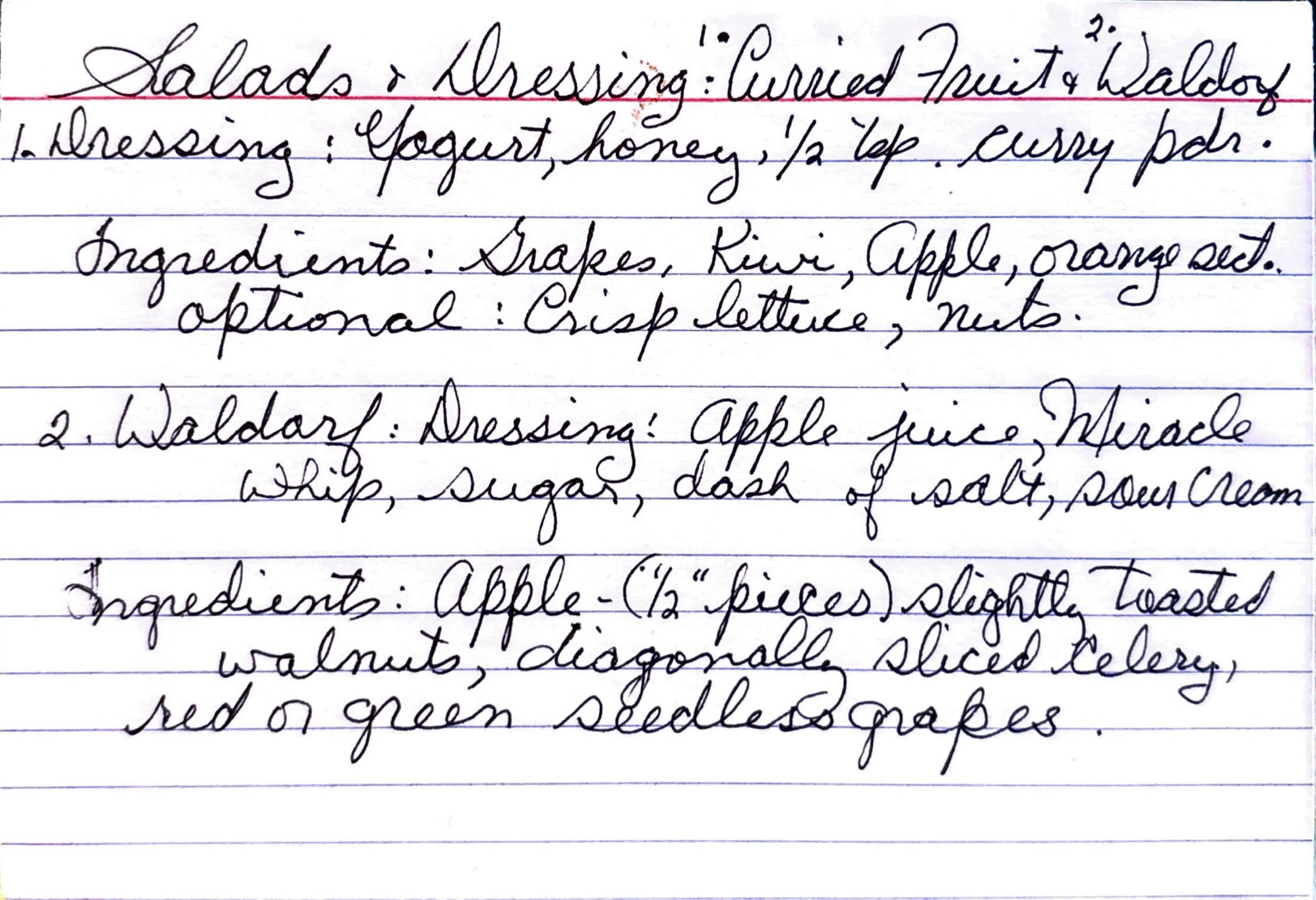 Salads & Dressing: Curried Fruit & Waldorf