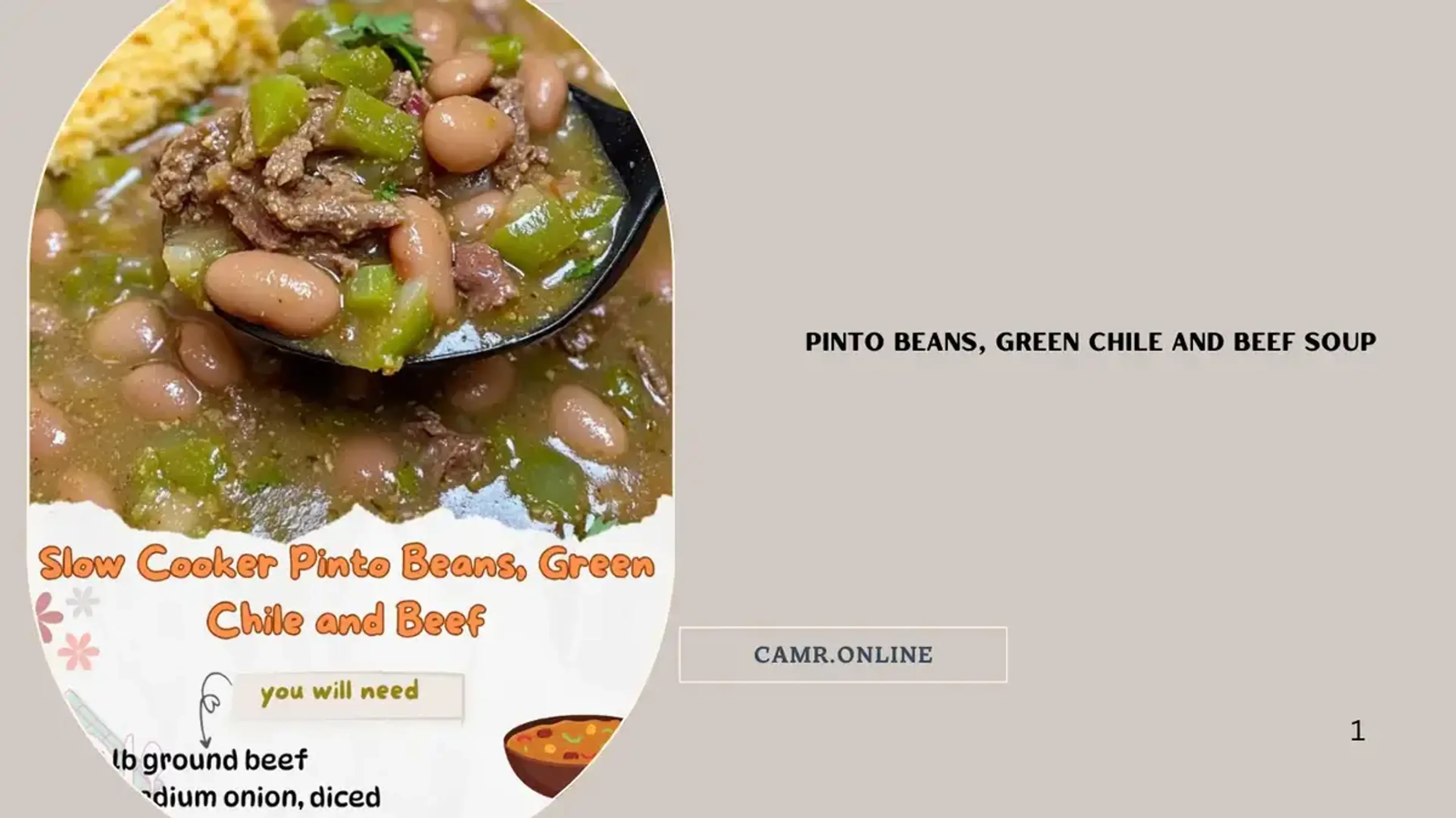Pinto Beans, Green Chile and Beef soup