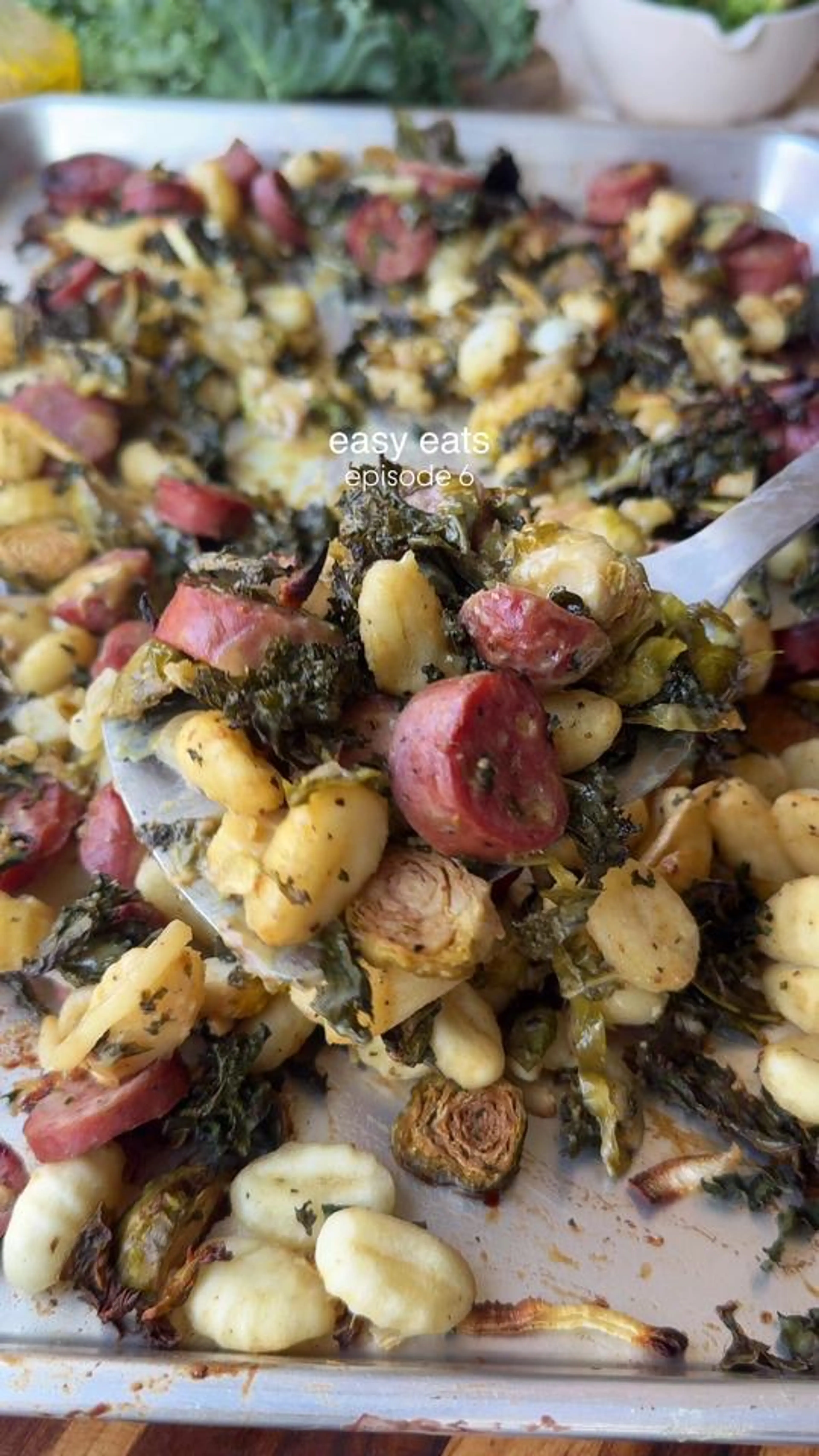 Sheet Pan Chicken Sausage & Brussels Maple Gnocchi