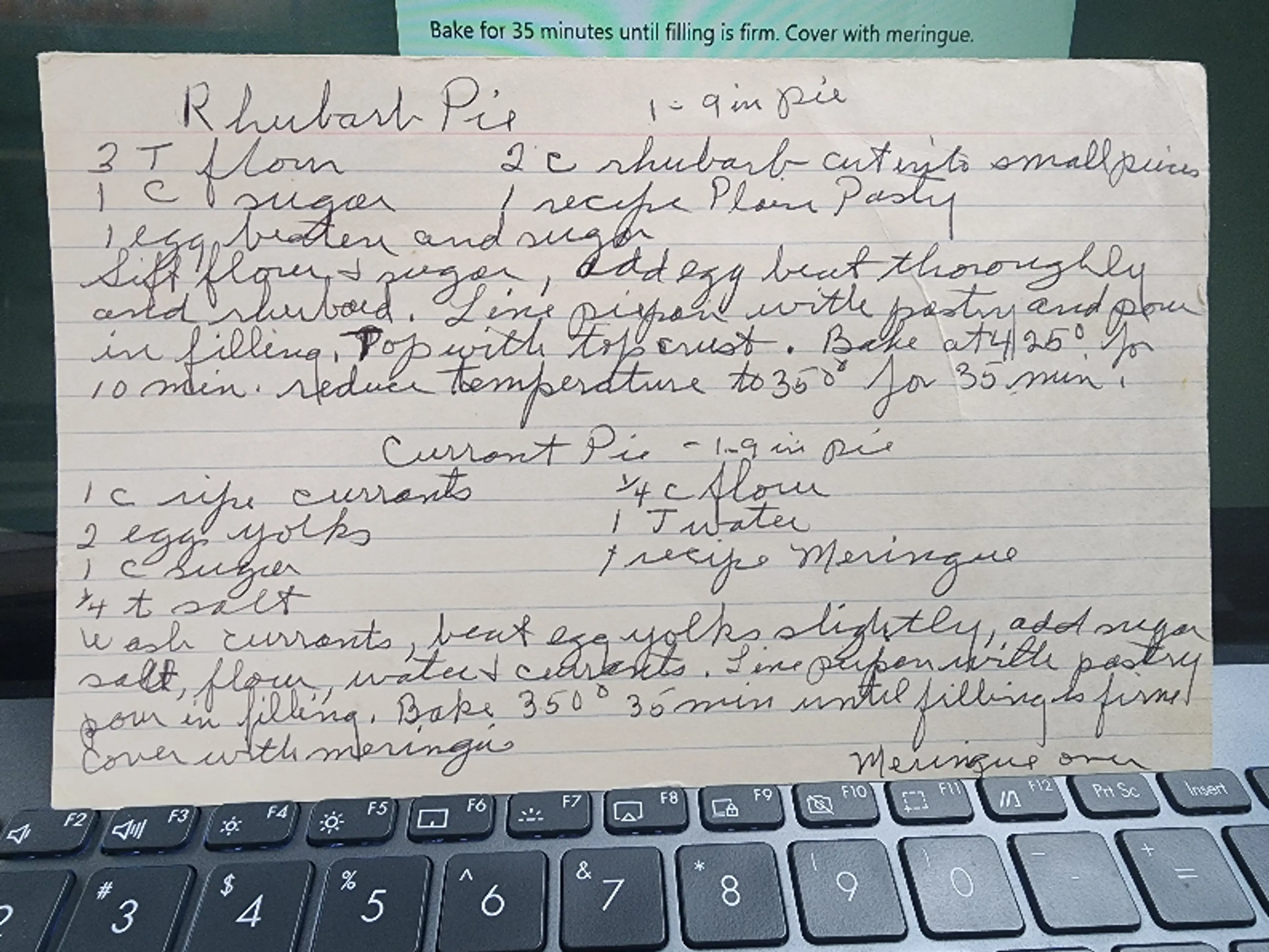 Grandma's Currant Pie with Meringue Topping