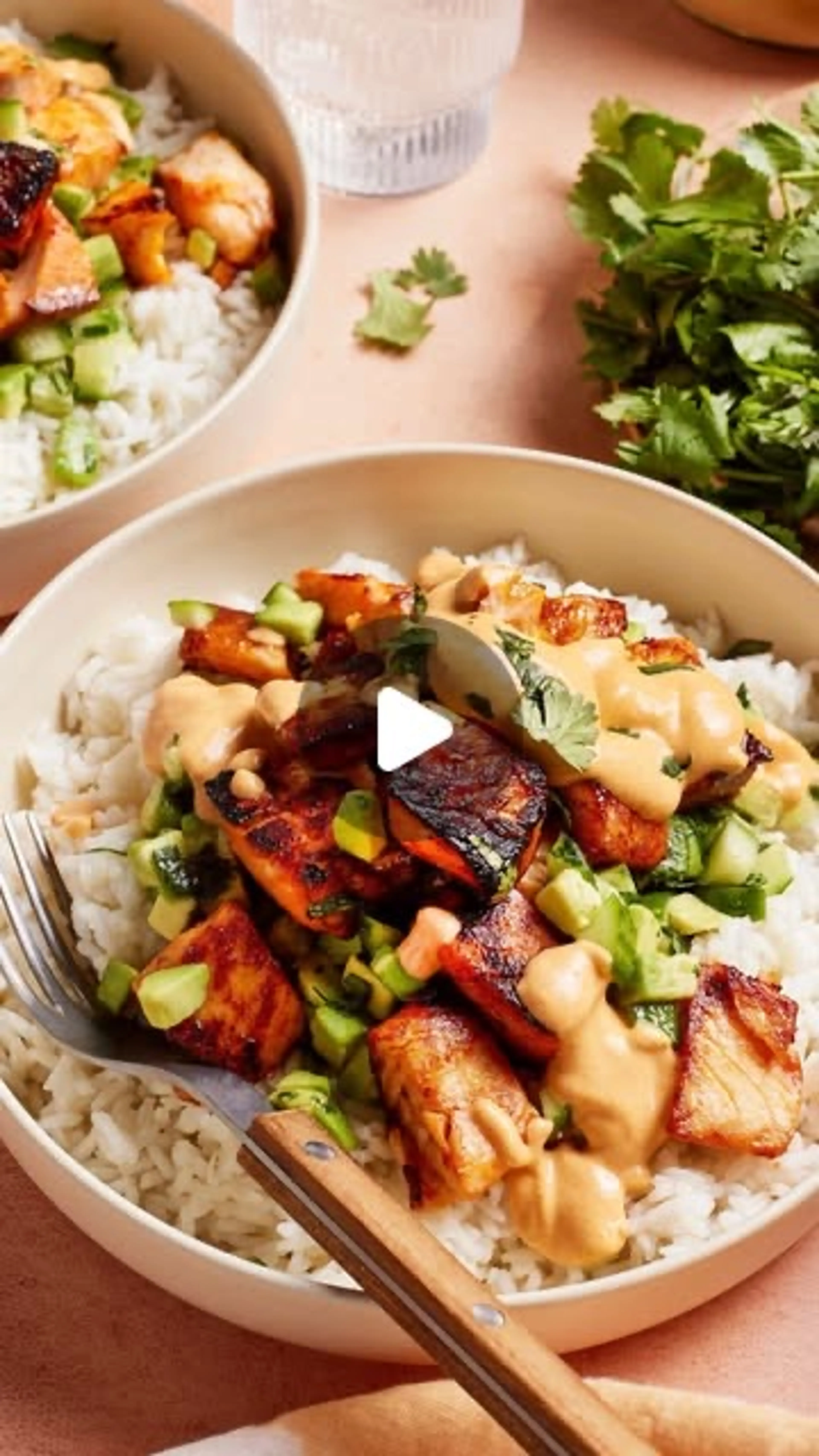Honey Glazed Salmon Bowls Makes 4 Servings