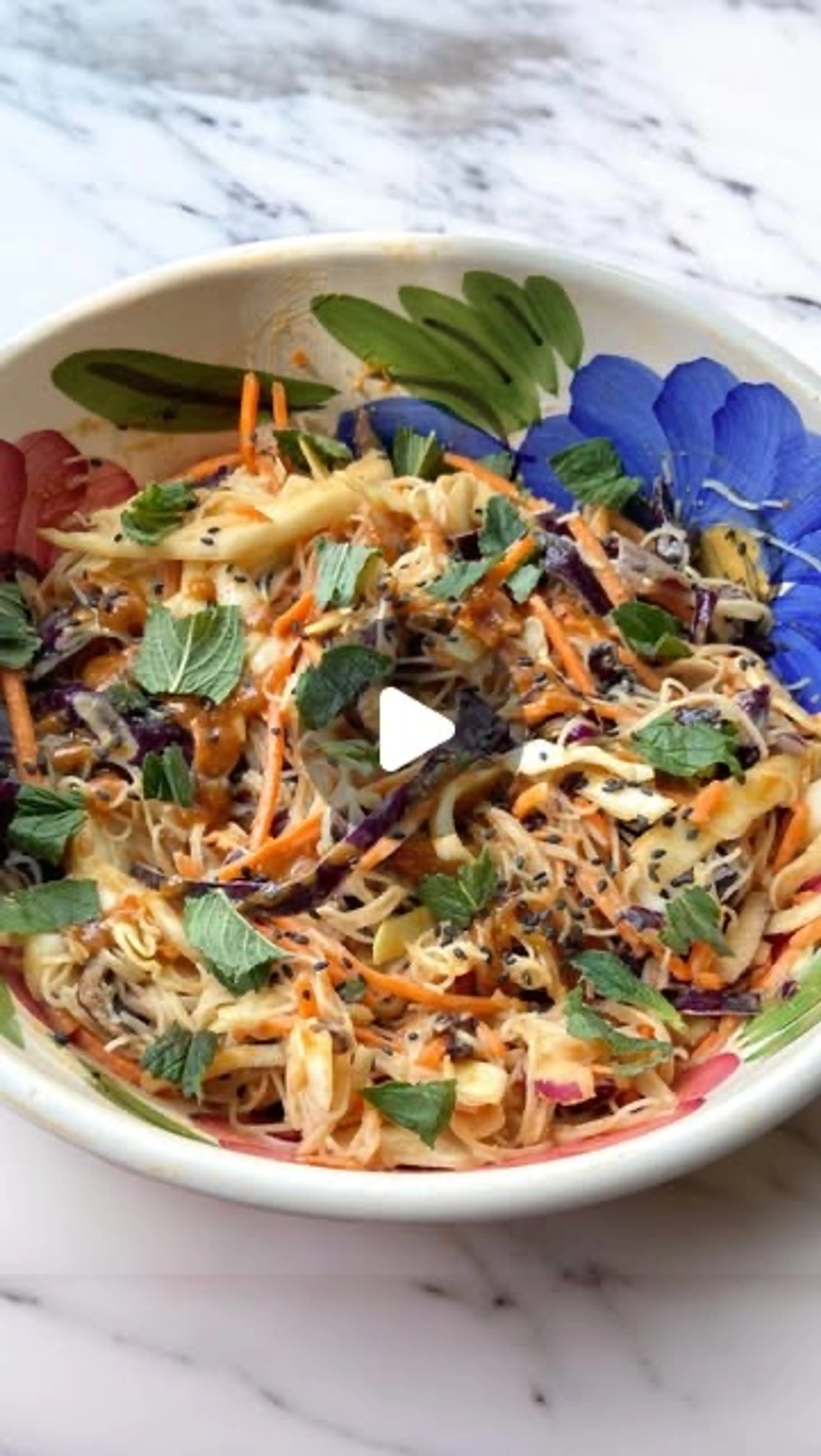 Crunchy Noodle Salad with Creamy Peanut Butter Dressing