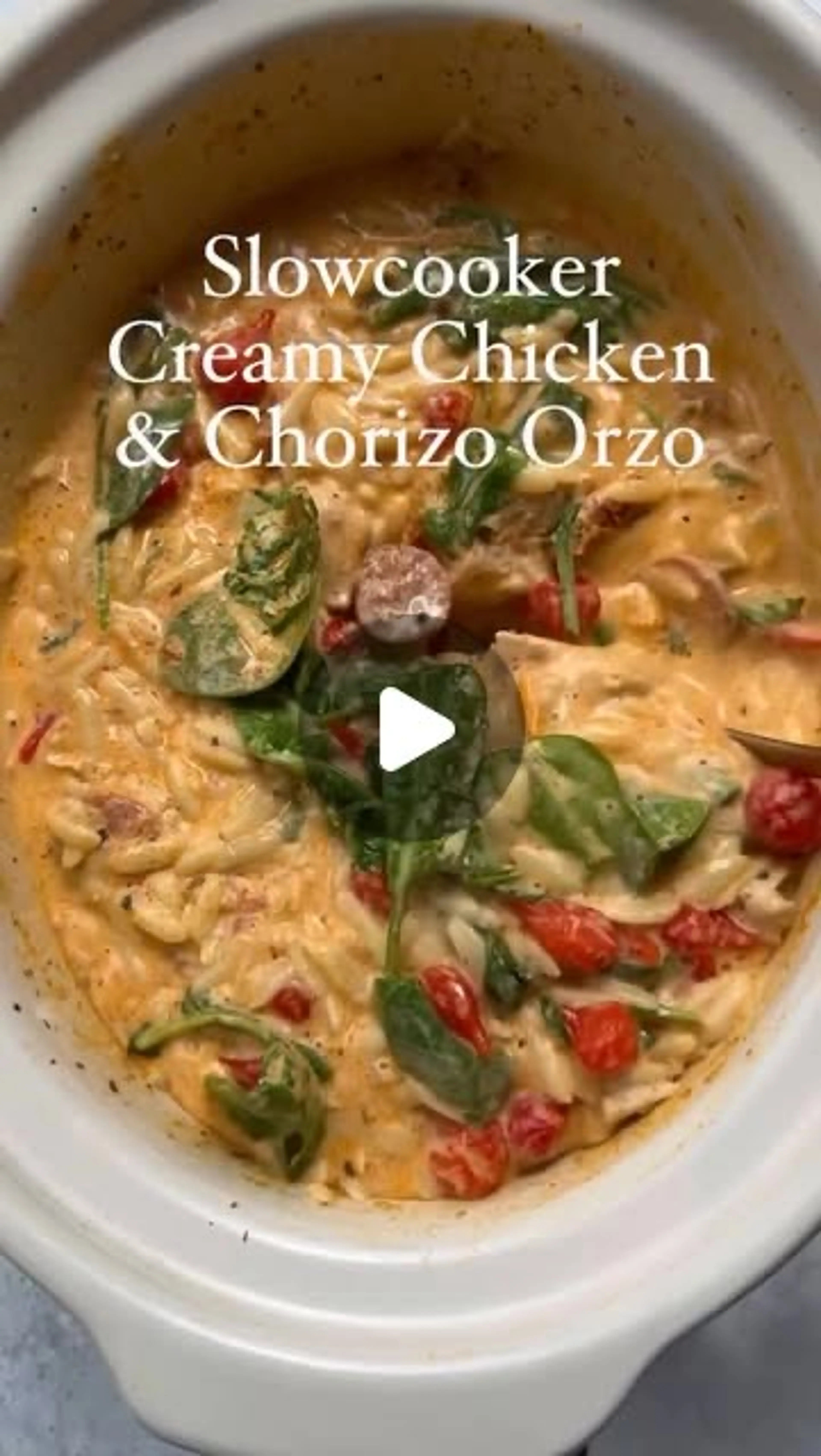 Slowcooker Creamy Chicken & Chorizo Orzo