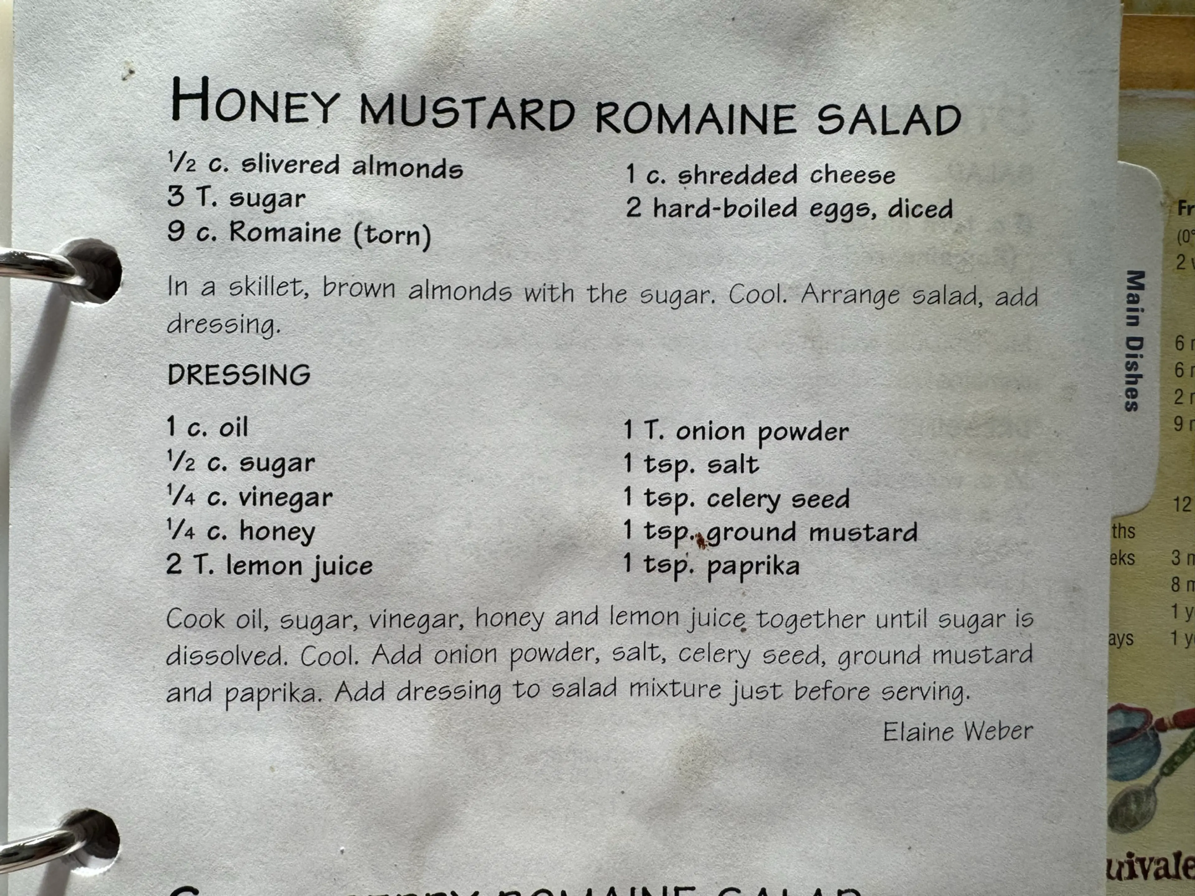 Honey Mustard Romaine Salad