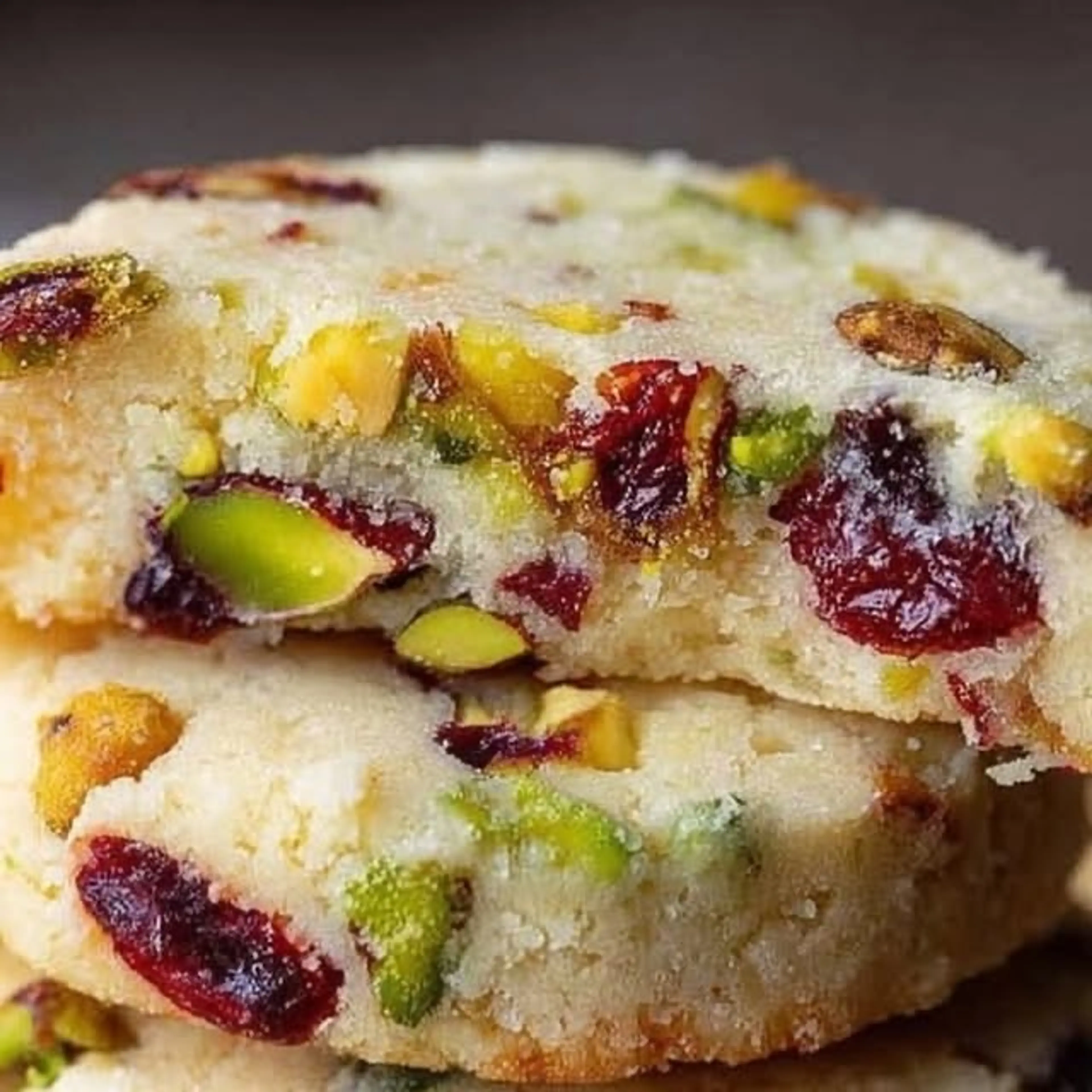Cranberry Pistachio Shortbread Cookies