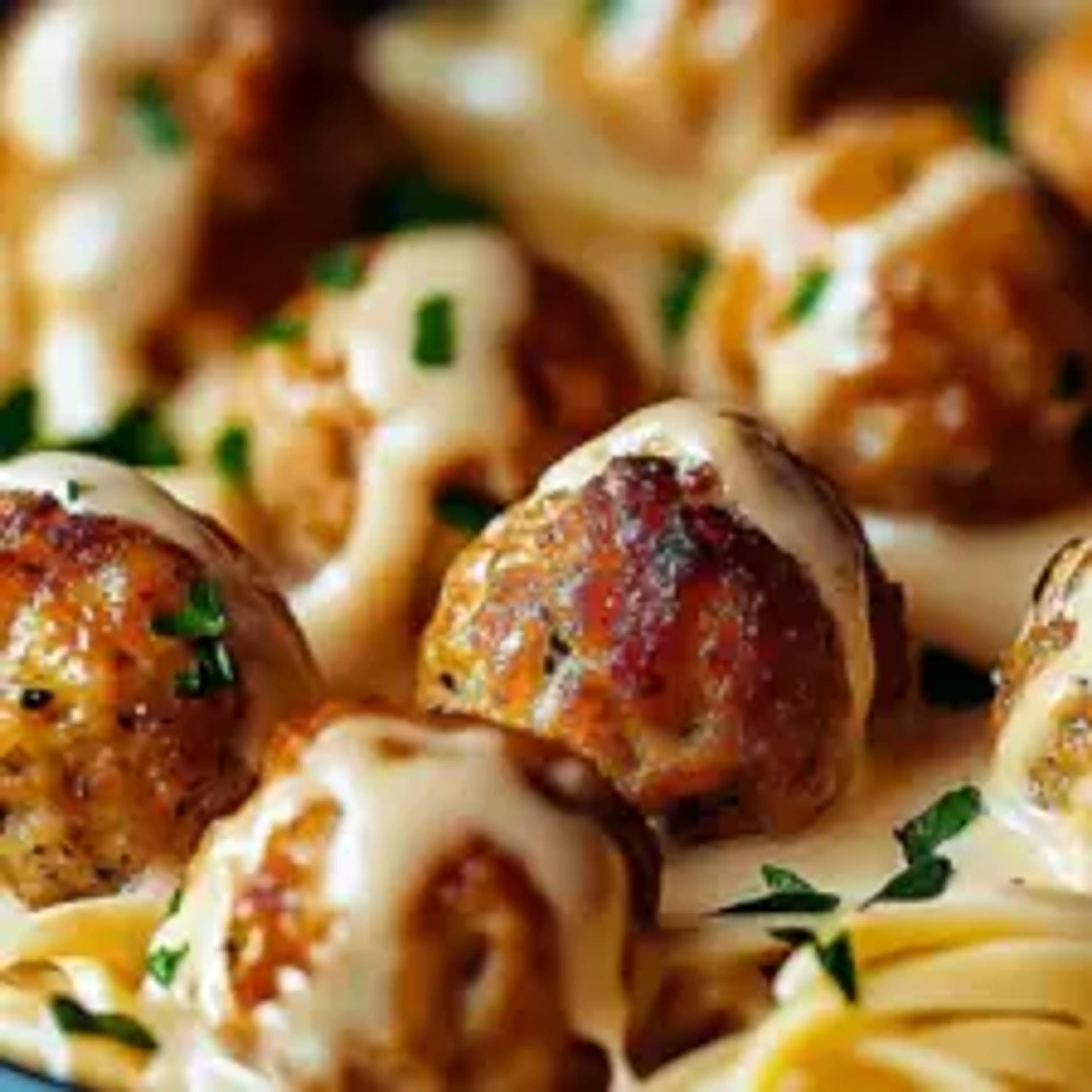 Garlic Butter Chicken Balls with Creamy Parmesan Pasta