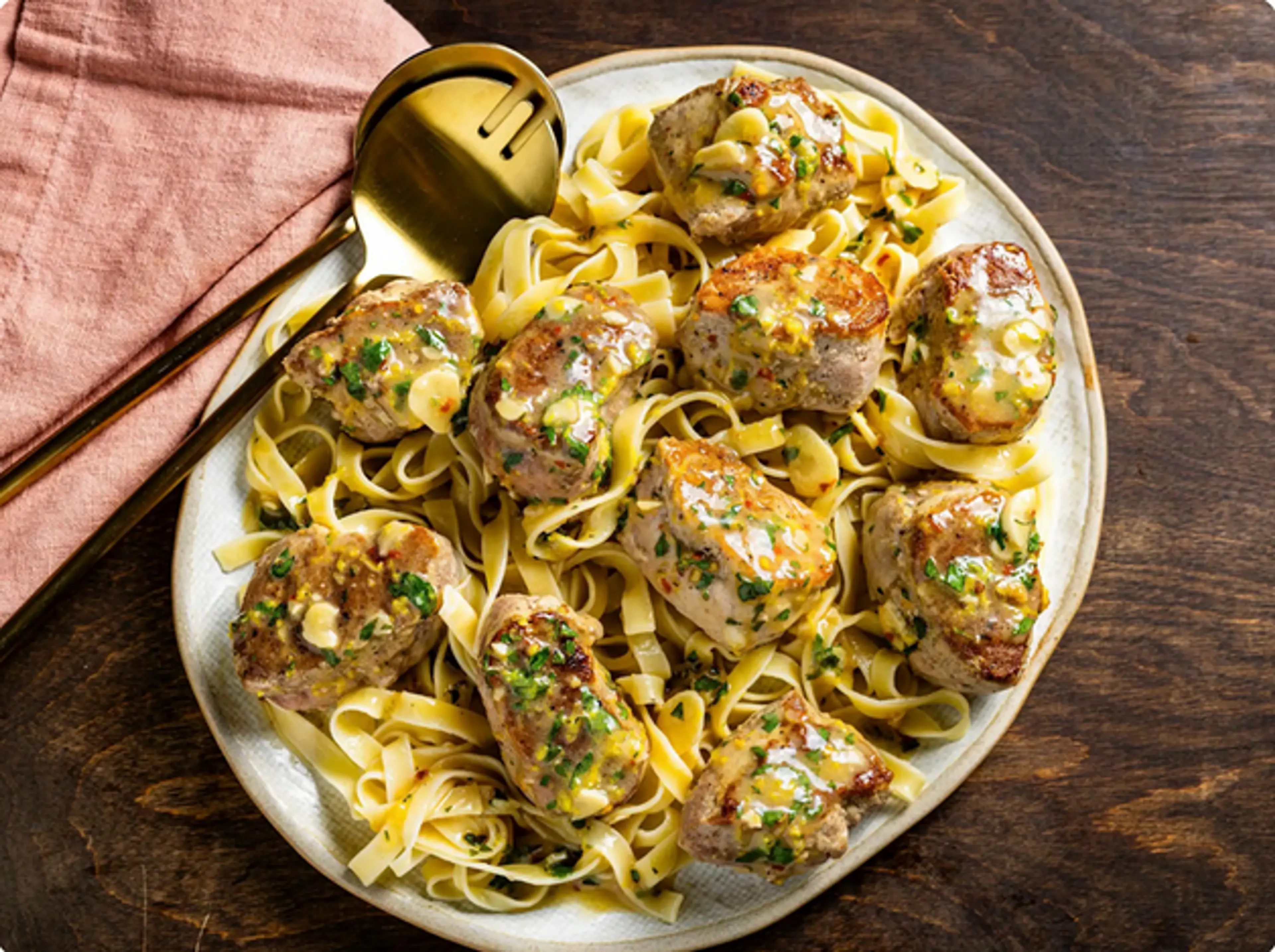 Pork Tenderloin Medallions with Lemon-Parsley Pan Sauce