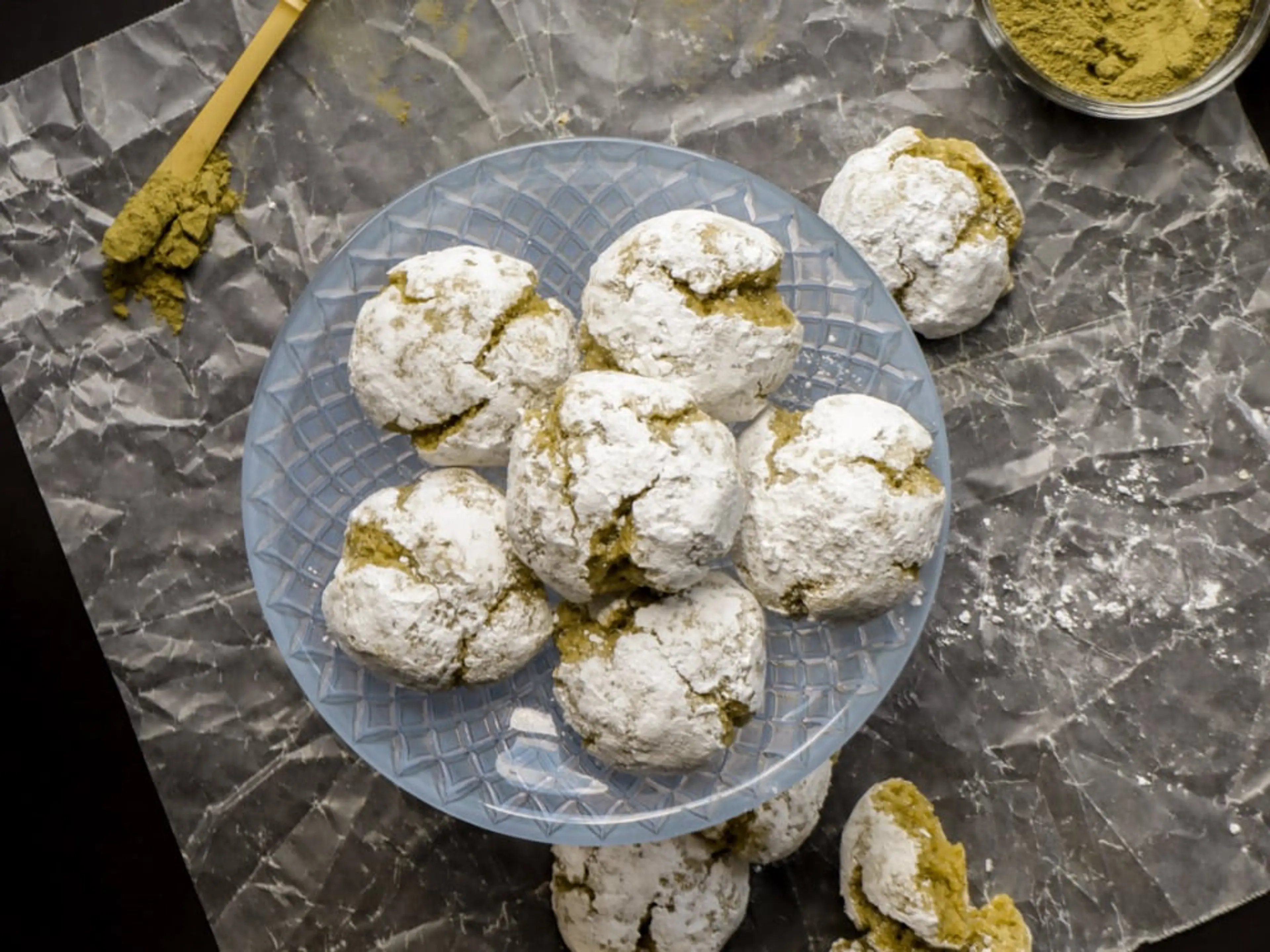 Soft Matcha Amaretti Cookies