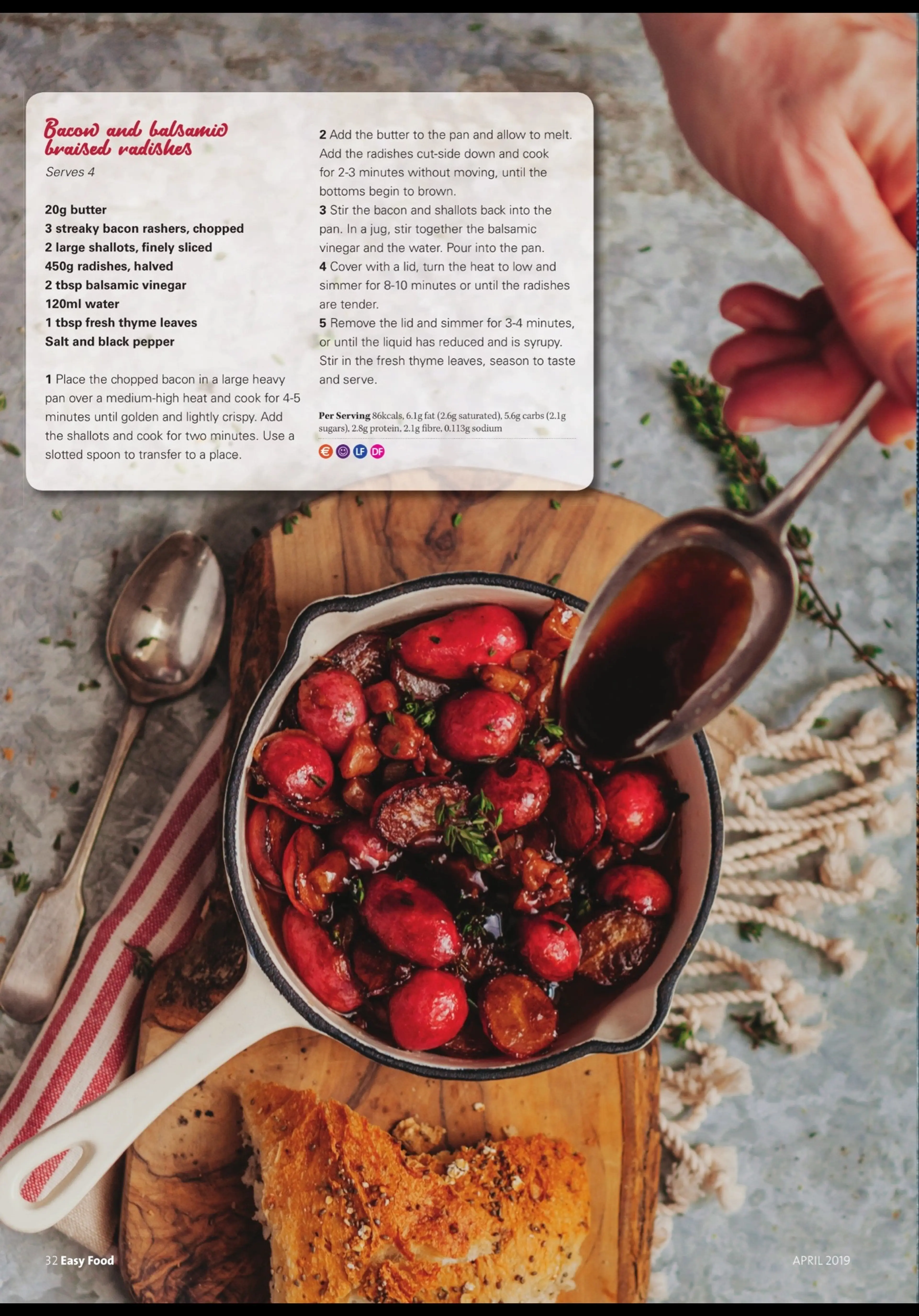 Bacon and balsamic braised radishes