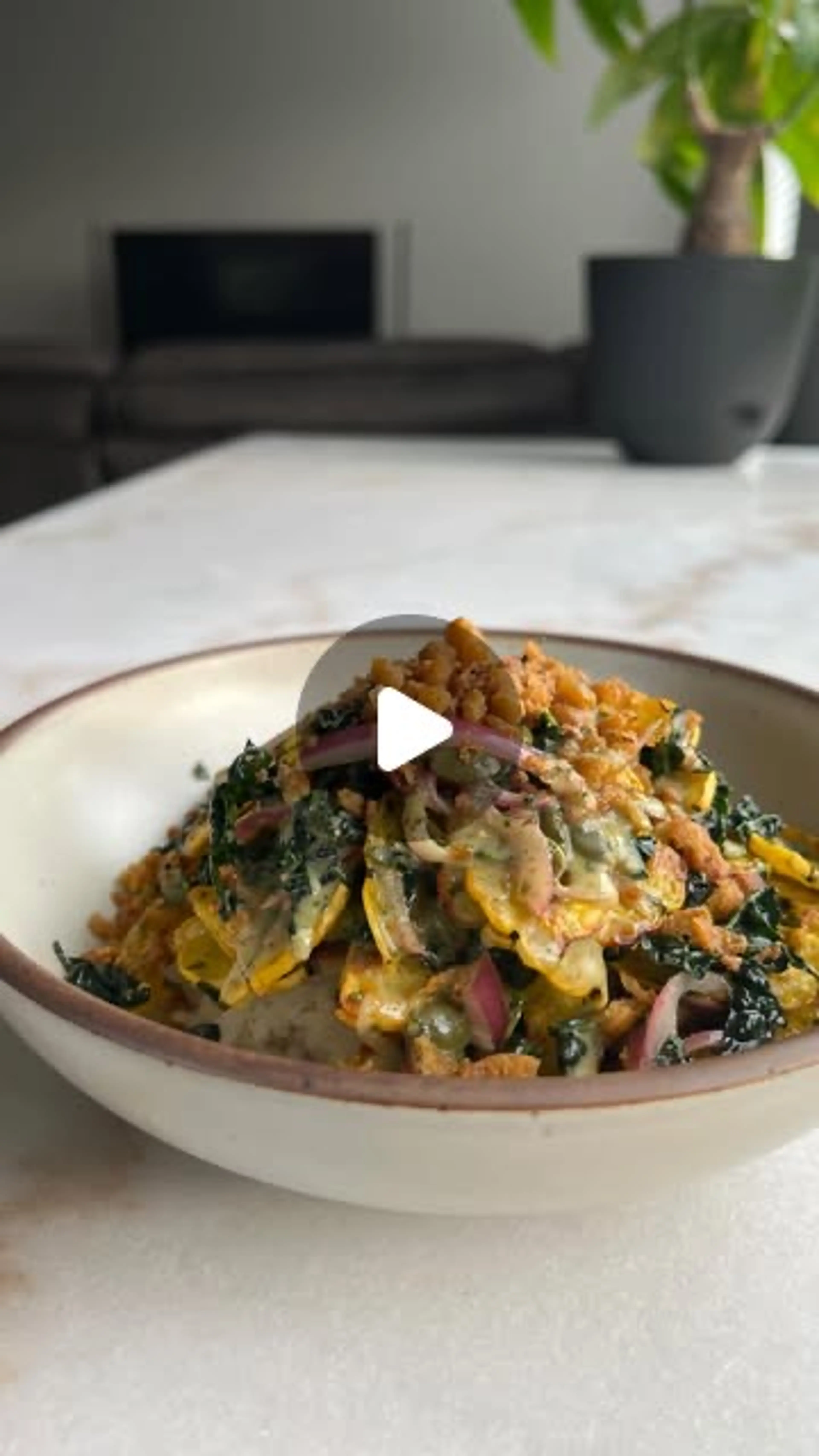 Caramelized Lemon Shredded Squash and Kale Salad with a Focu