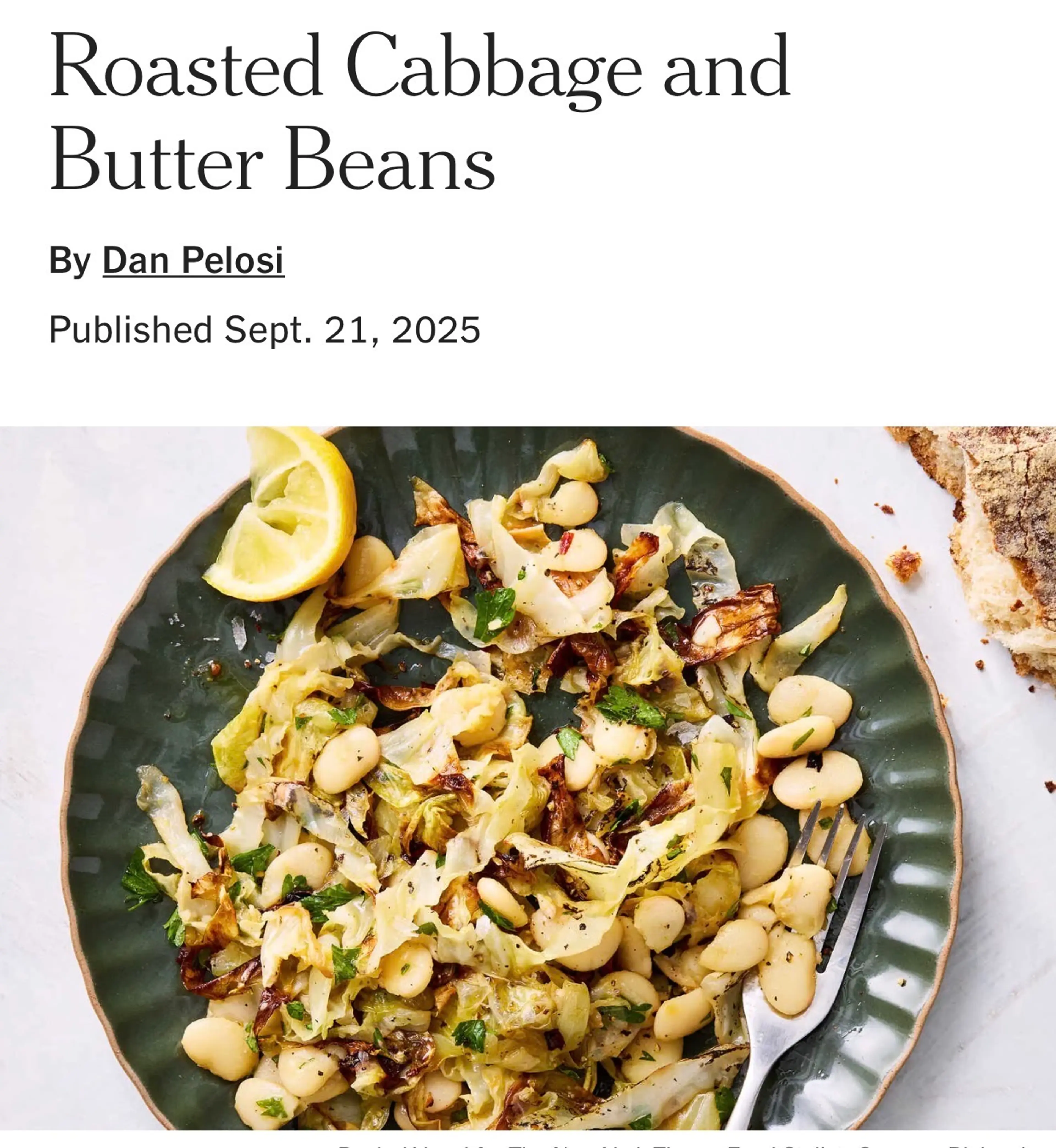 Roasted Cabbage and Butter Beans