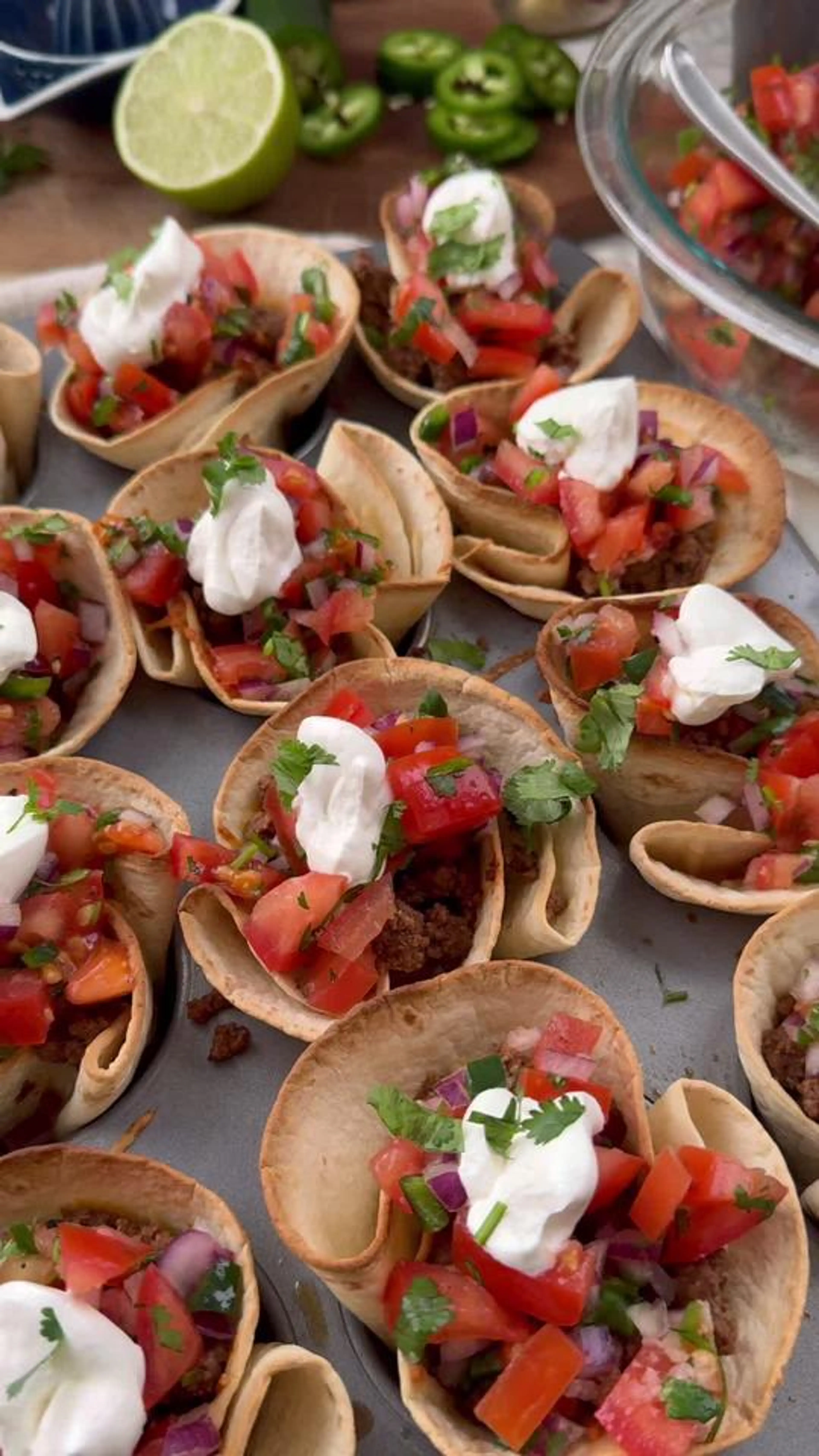 Easy Taco Cups with Homemade Pico De Gallo and Taco Seasonin