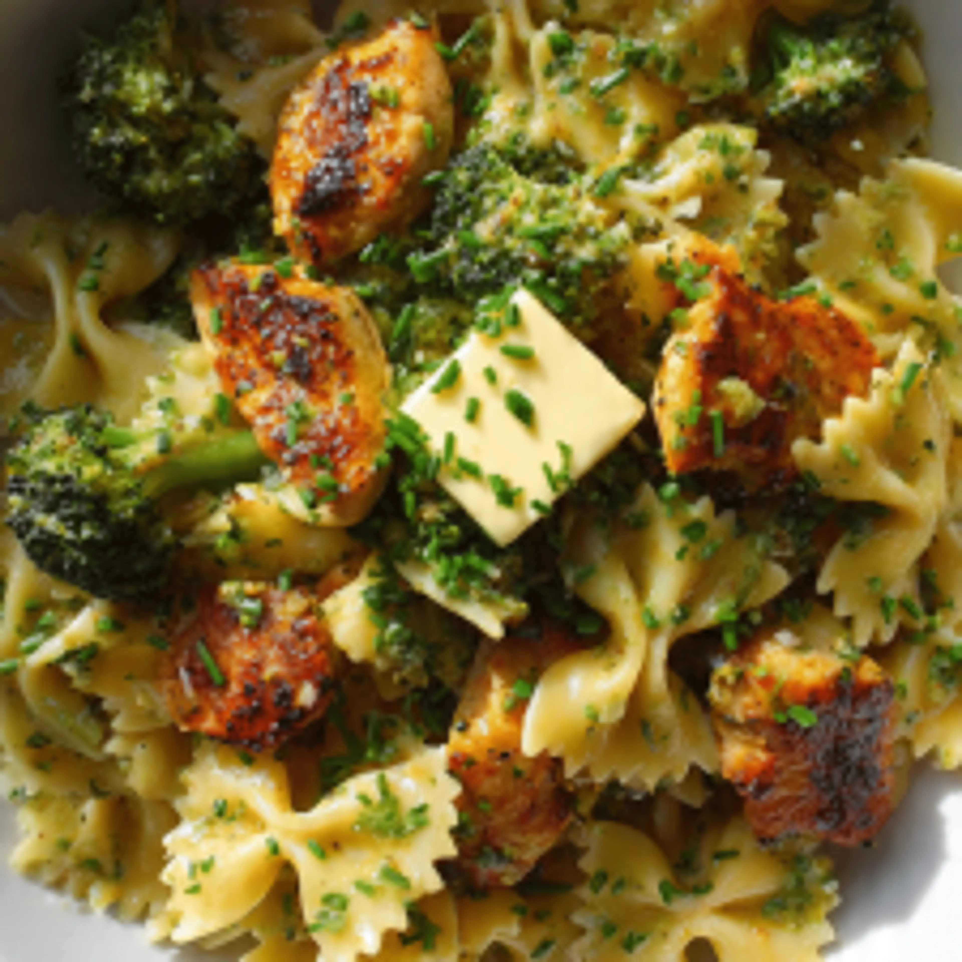 Cowboy Butter Lemon Bowtie Chicken with Broccoli