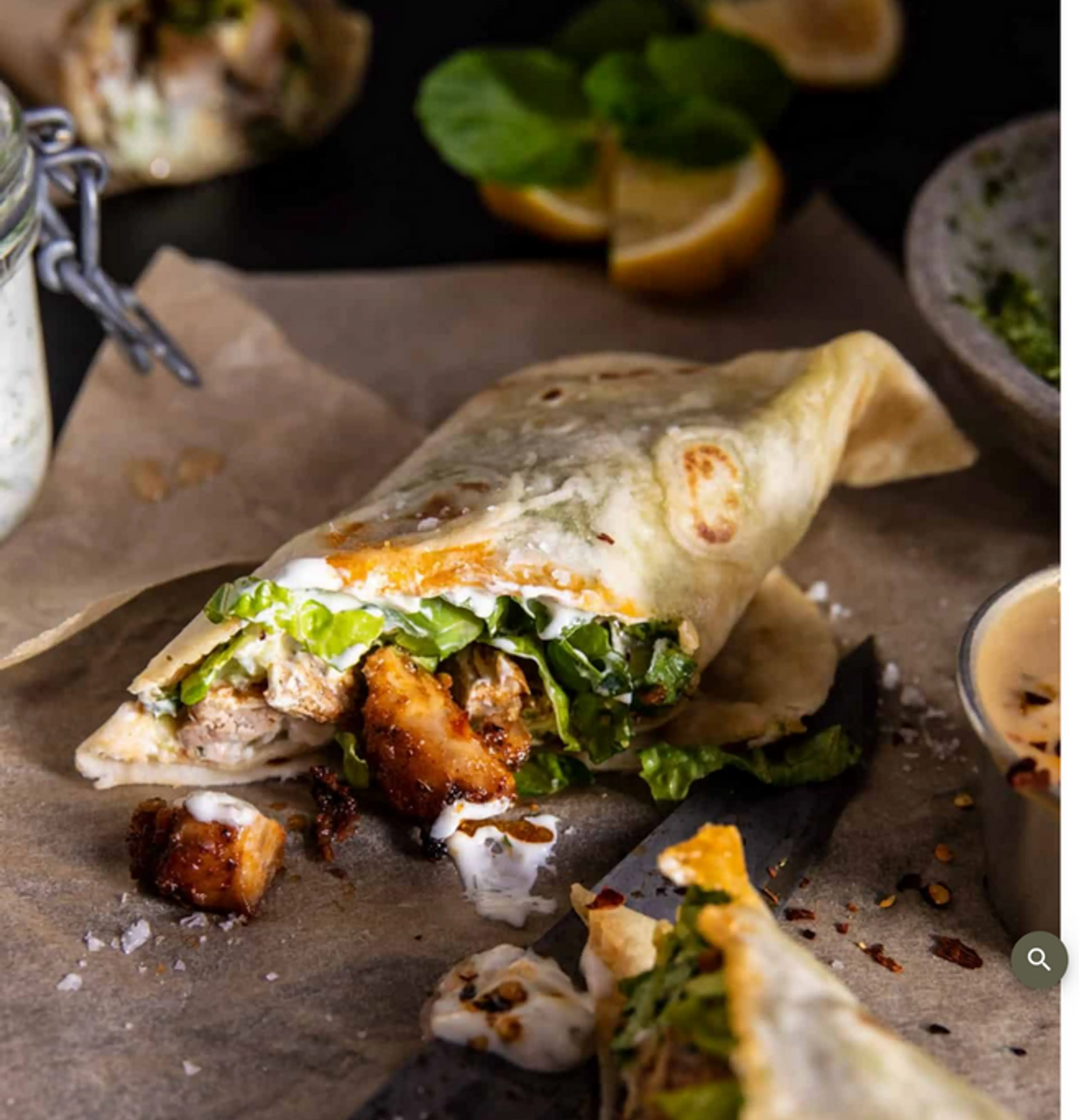 Pesto Chicken Tzatziki Salad Wraps