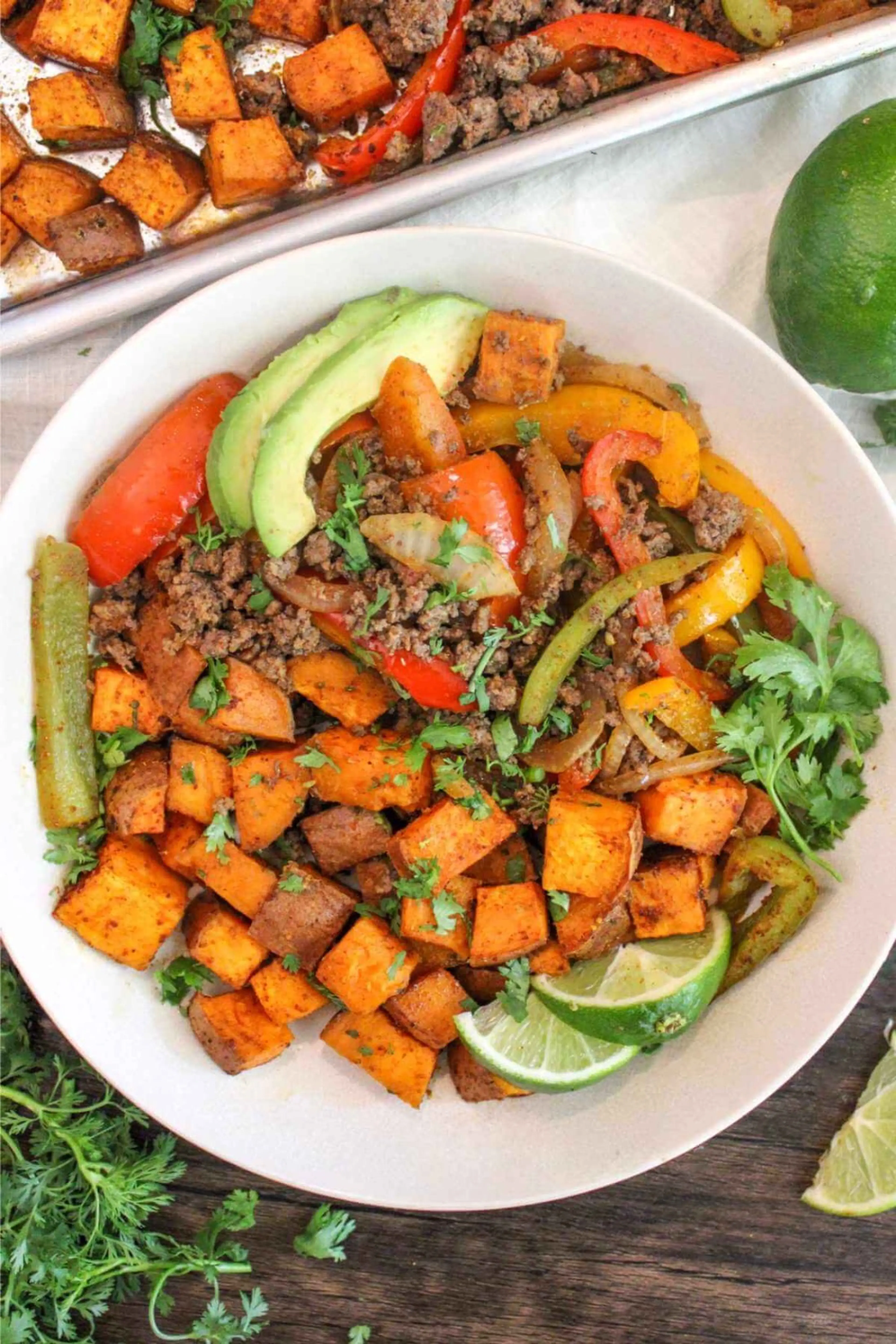 Fajita Ground Beef and Sweet Potato Bowls